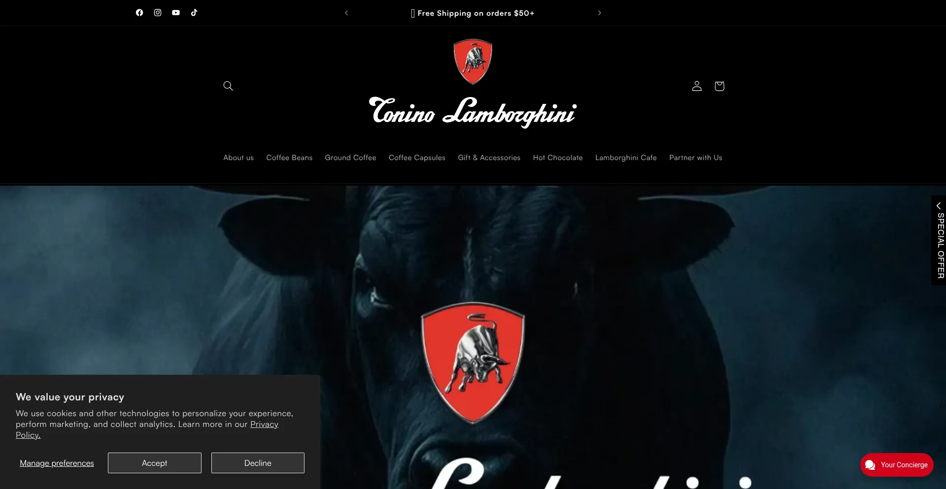 Website screenshot of Toninolamborghinicanada.ca