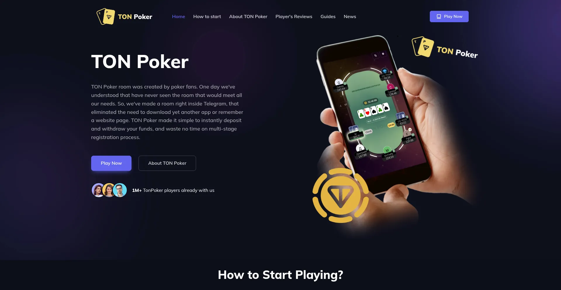 Website screenshot of Tonpokerroom.com
