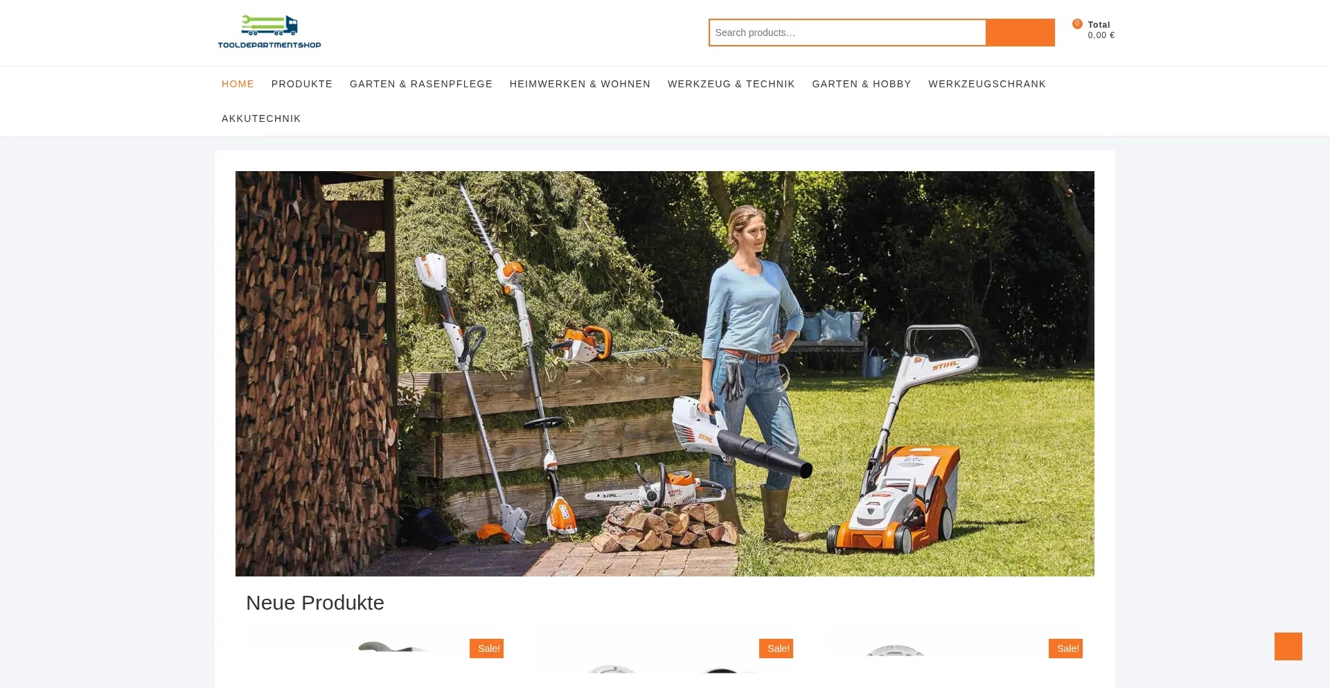 Website screenshot of Tooldepartmentshop.com