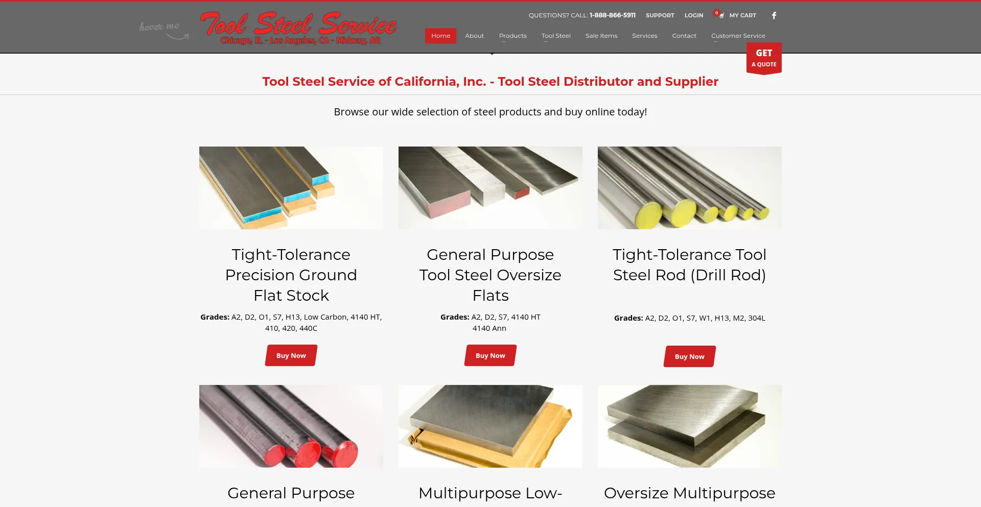 Website screenshot of Toolsteelservice.com