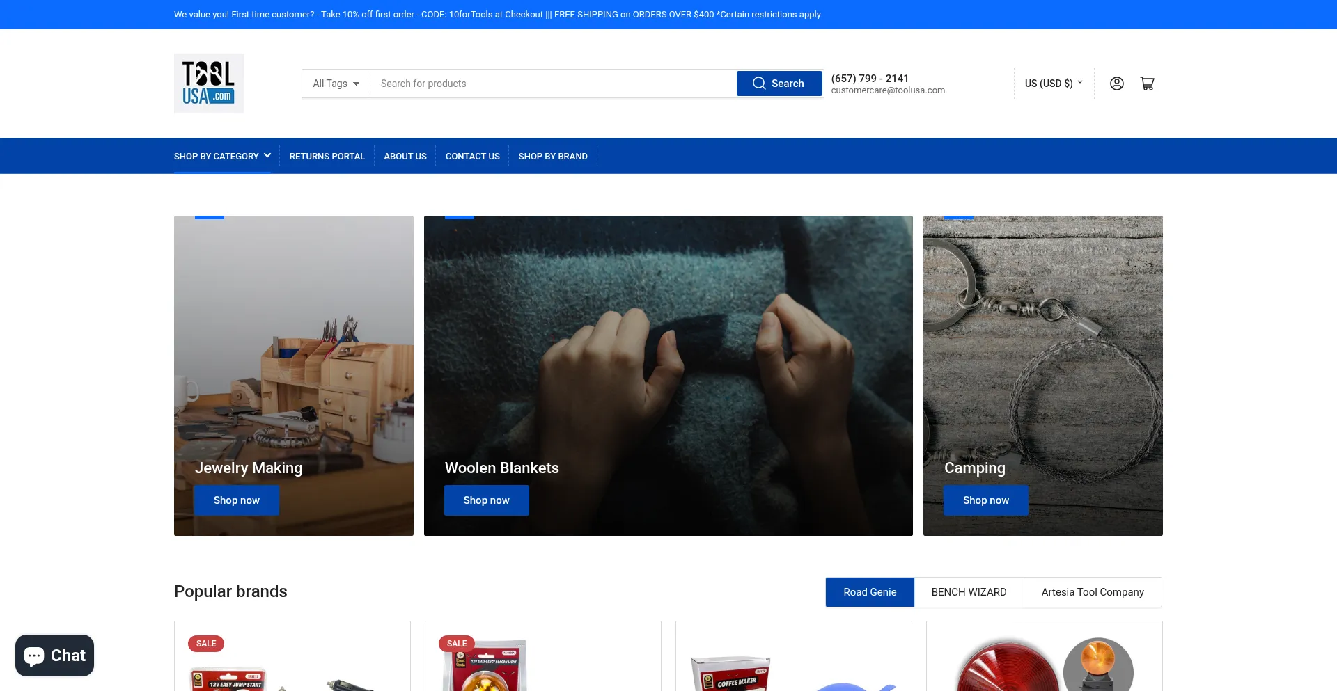 Website screenshot of Toolusa.com
