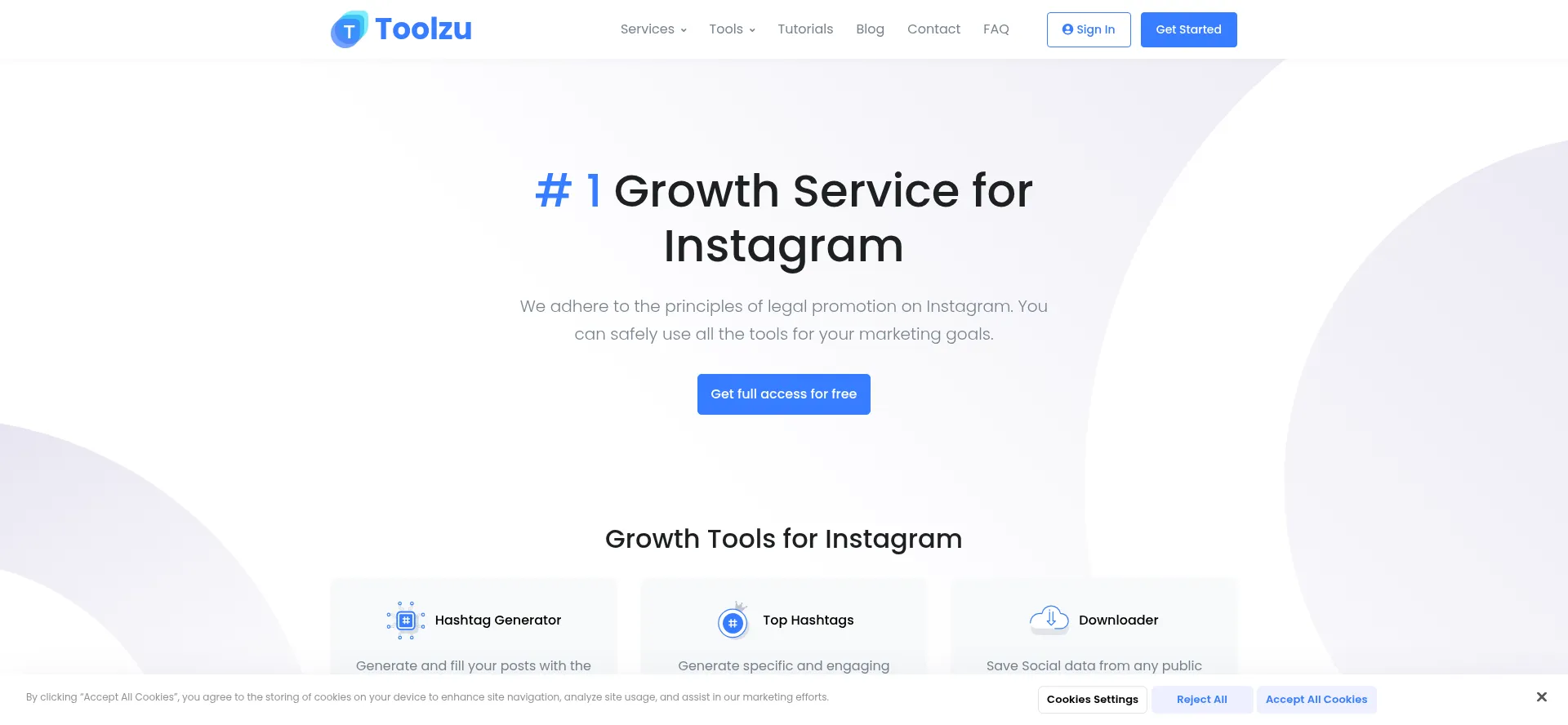 Website screenshot of Toolzu.com