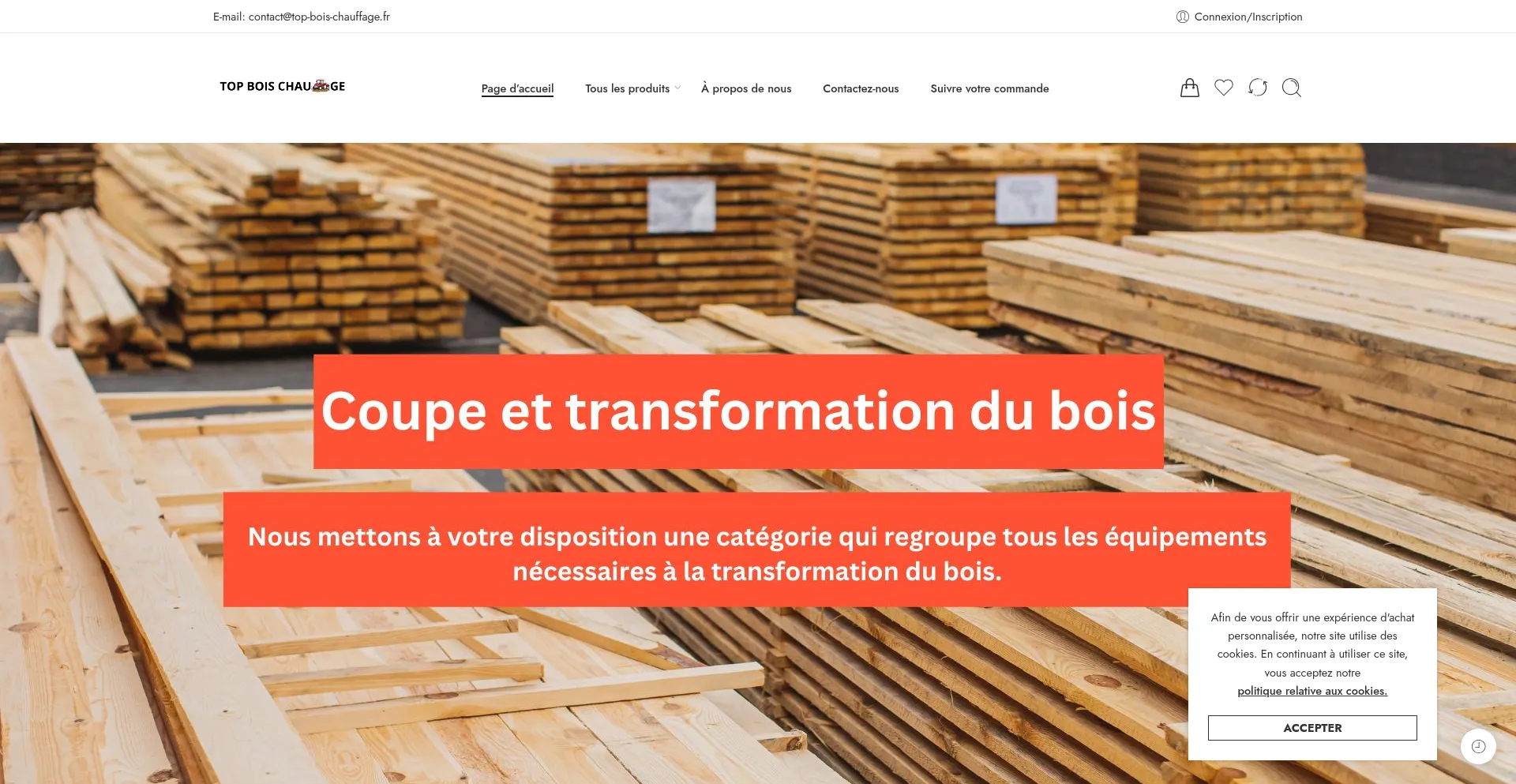 Website screenshot of Top-bois-chauffage.fr
