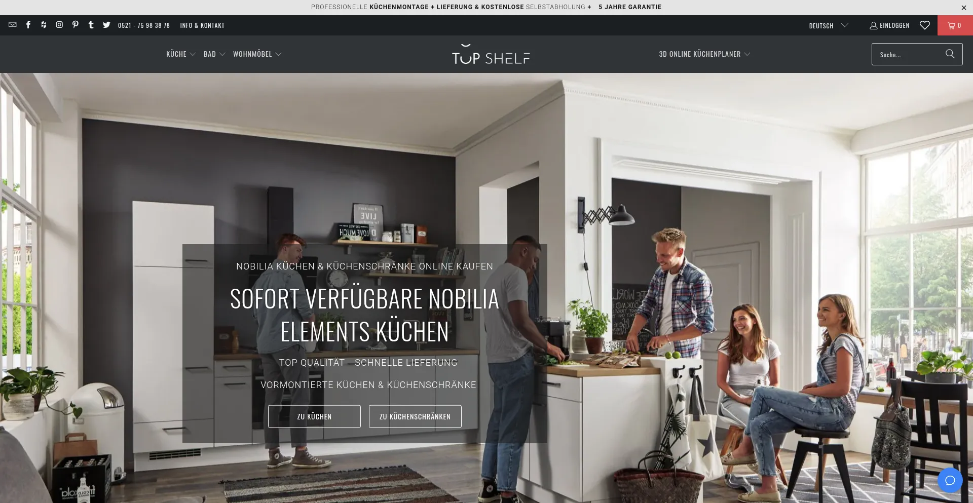 Website screenshot of Top-shelf.de