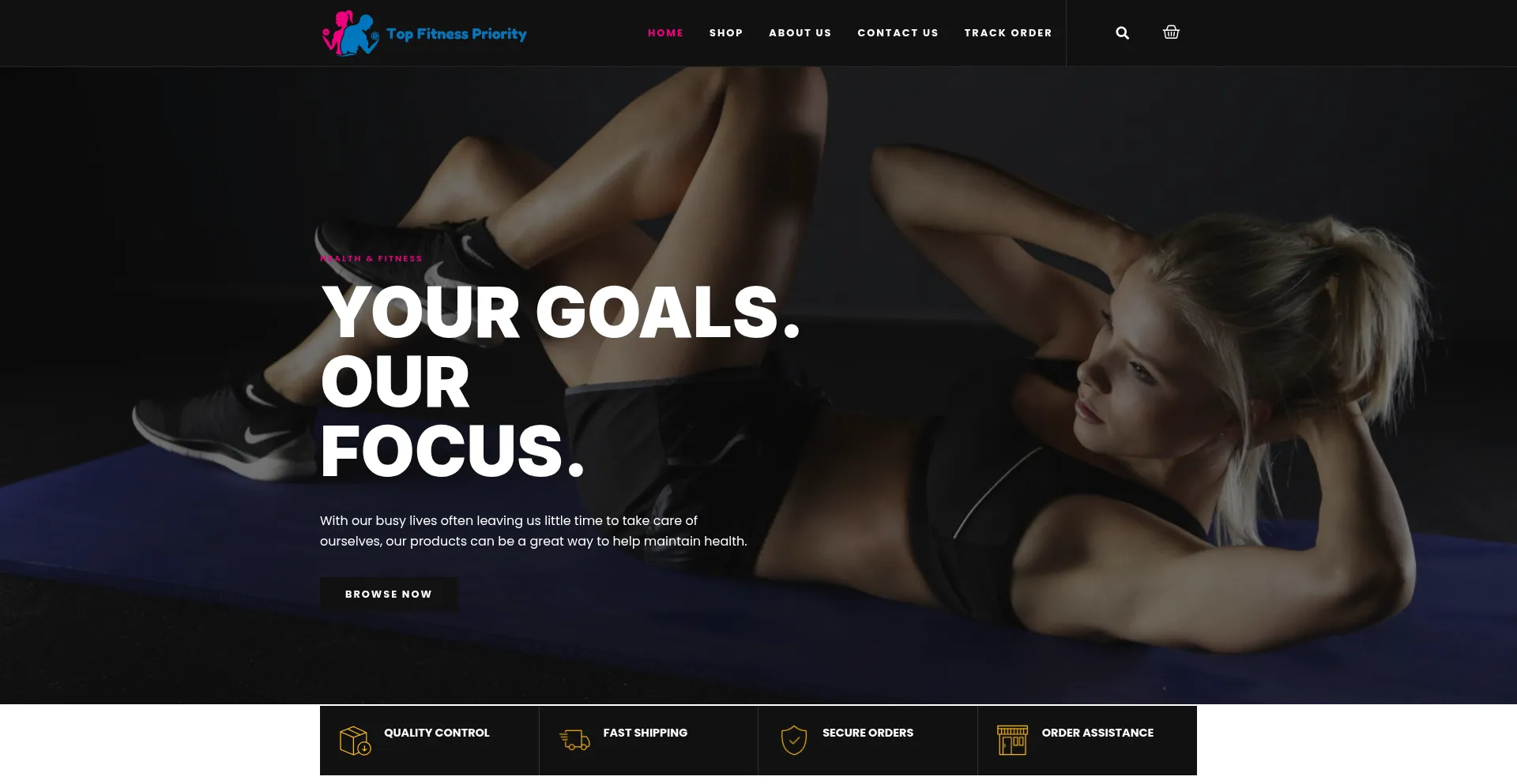 Website screenshot of Topfitnesspriority.com