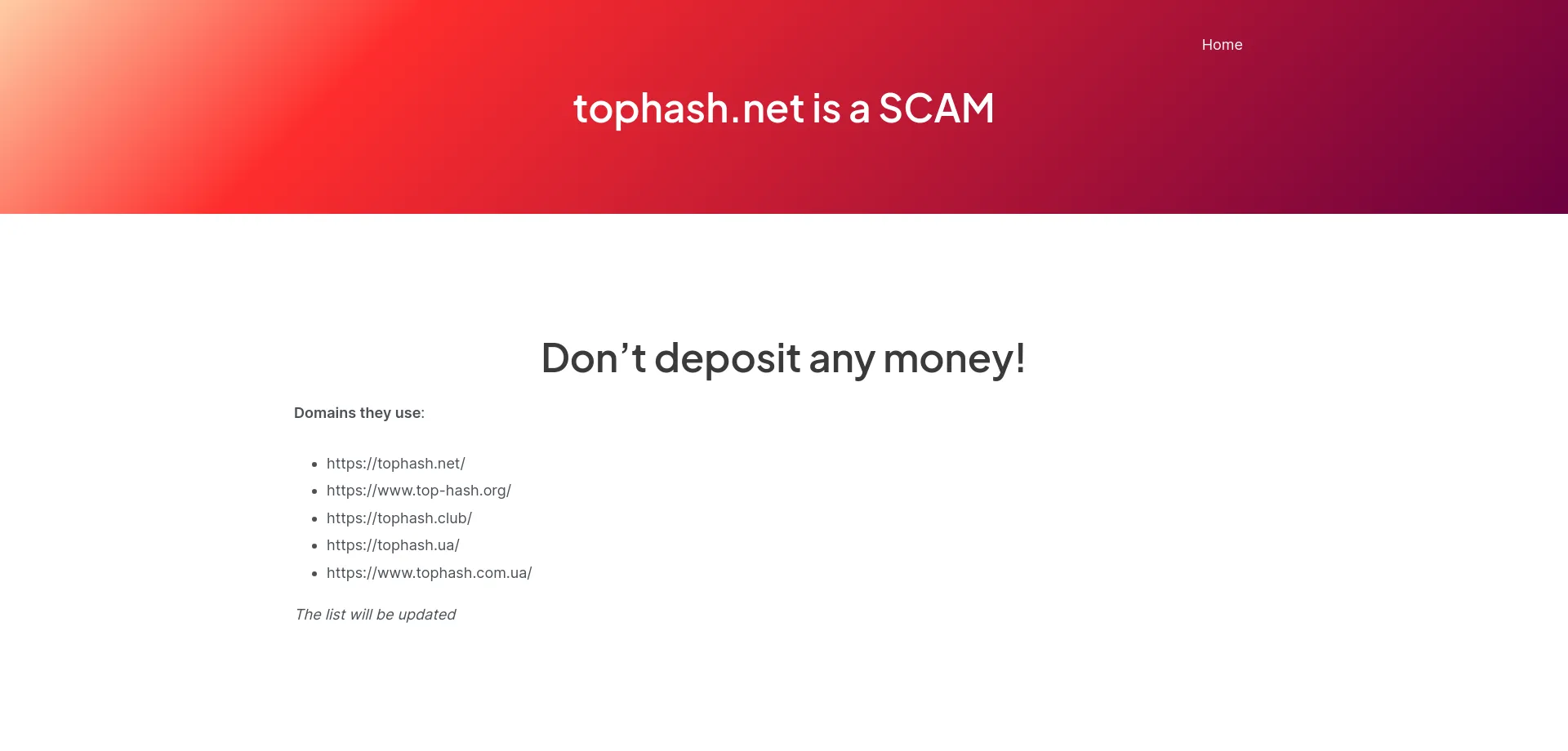 Tophash-scam.net