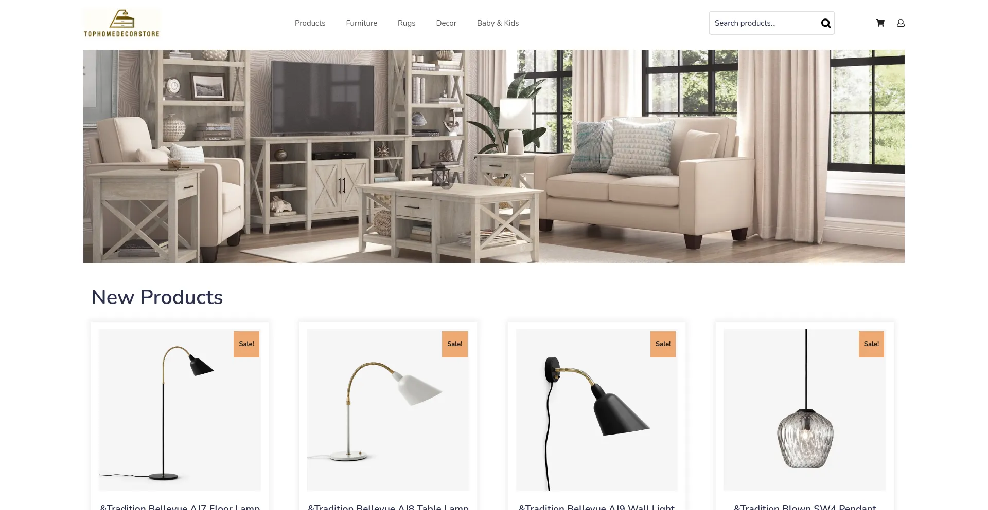 Website screenshot of Tophomedecorstore.com