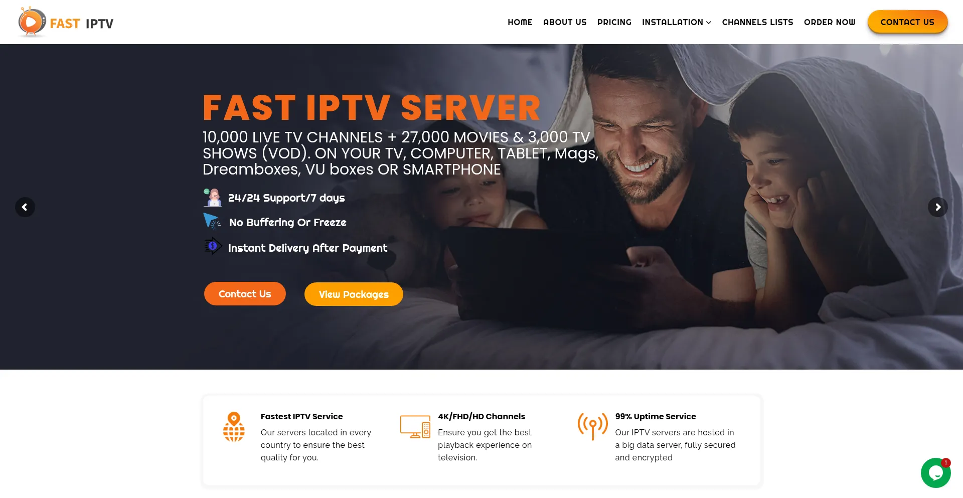 Website screenshot of Topiptvserver.com