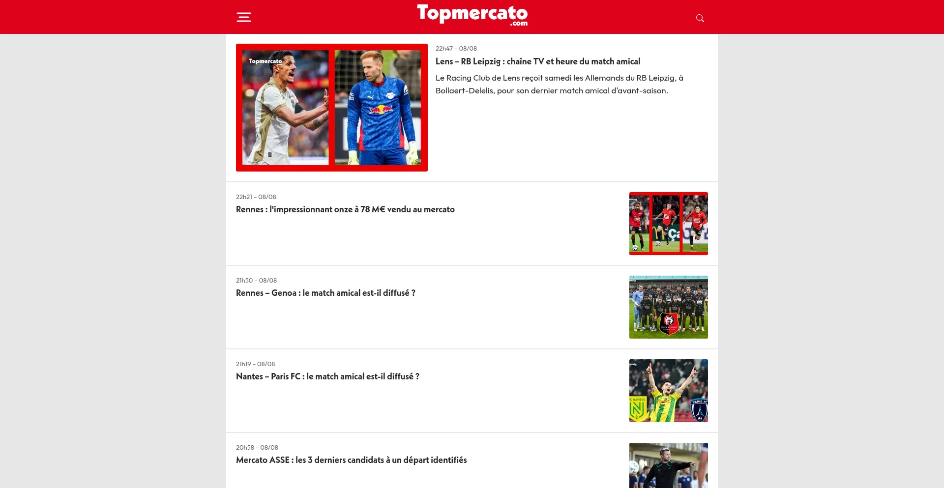 Website screenshot of Topmercato.com