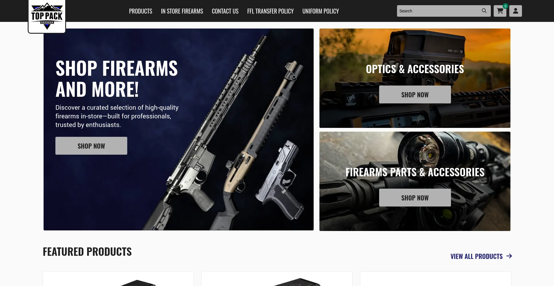 Website screenshot of Toppackdefense.com