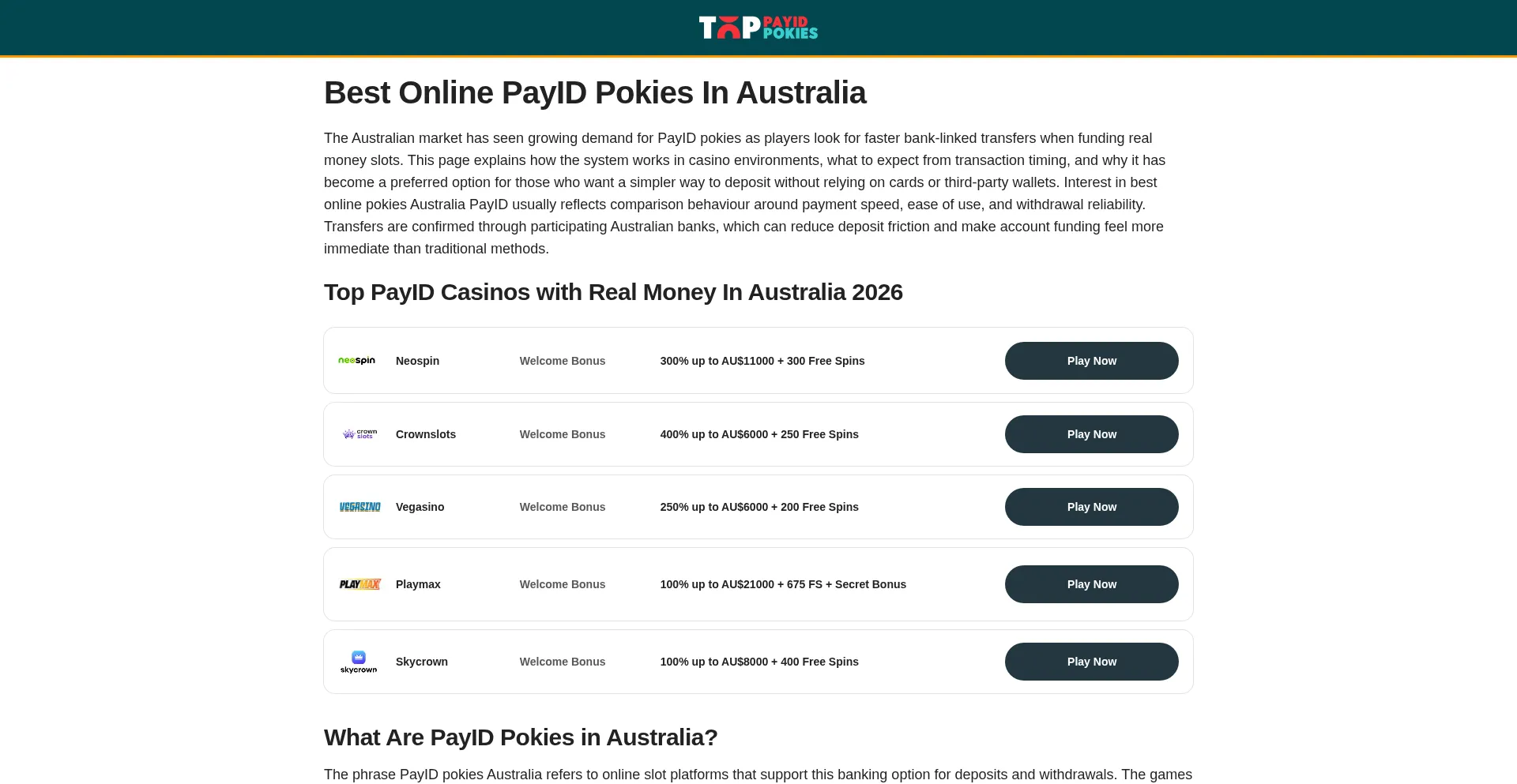 Toppayidpokies.co.com