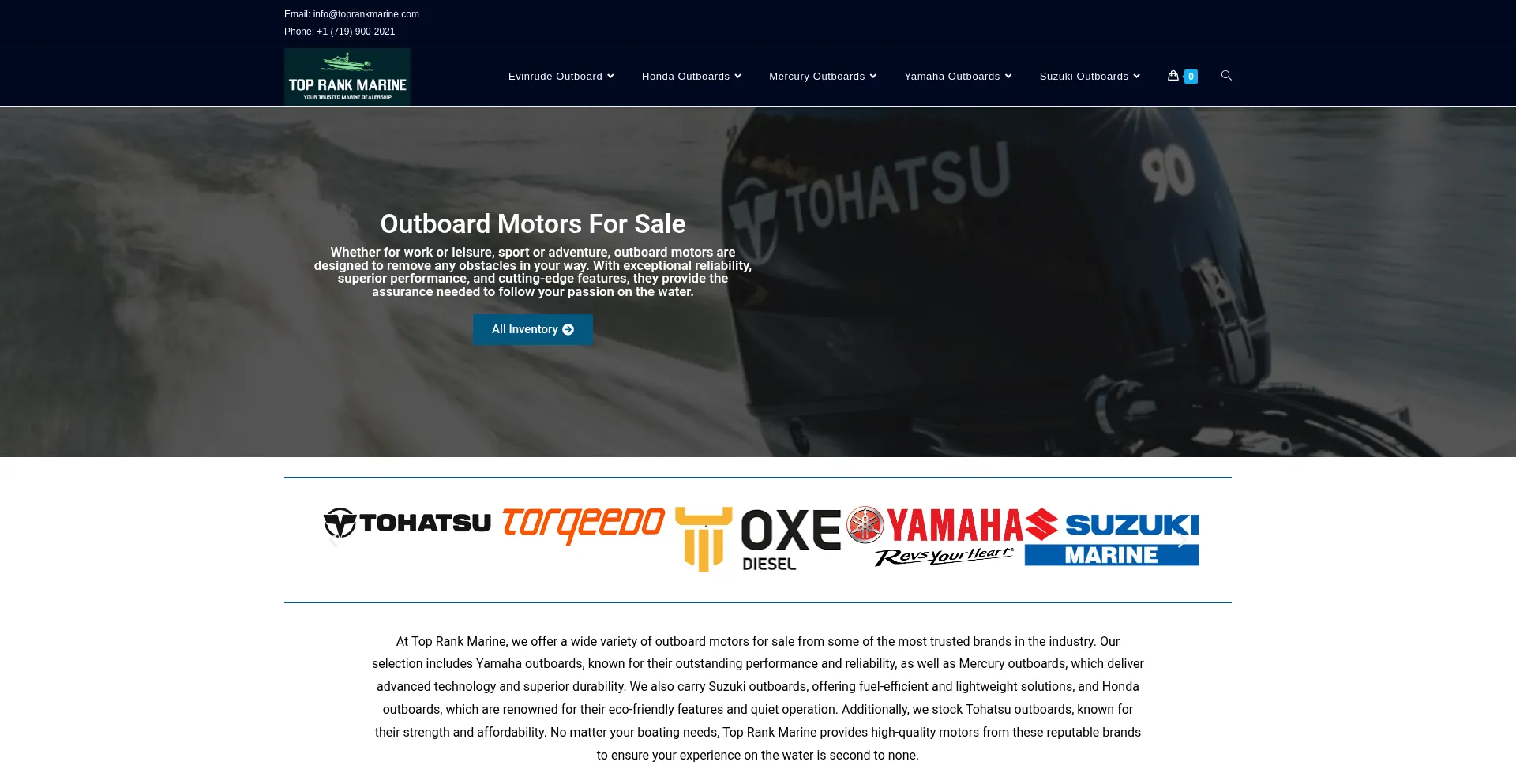 Website screenshot of Toprankmarine.com