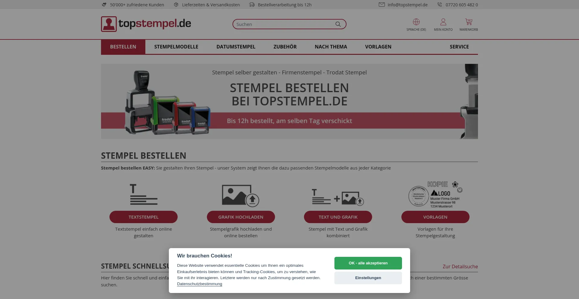 Website screenshot of Topstempel.de