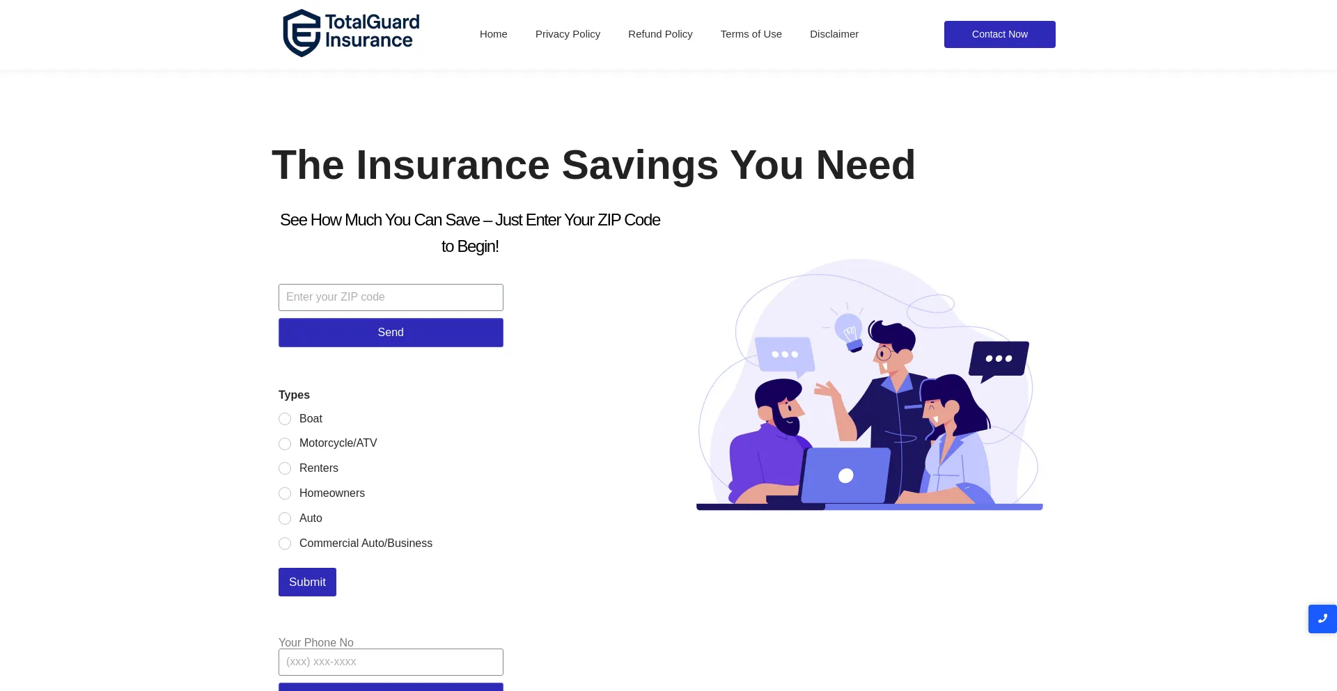 Website screenshot of Totalguardinsurance.com