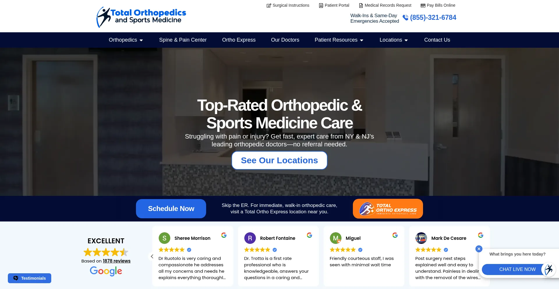 Website screenshot of Totalorthosportsmed.com