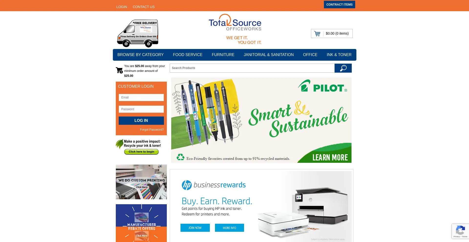 Website screenshot of Totalsourceofficeworks.com