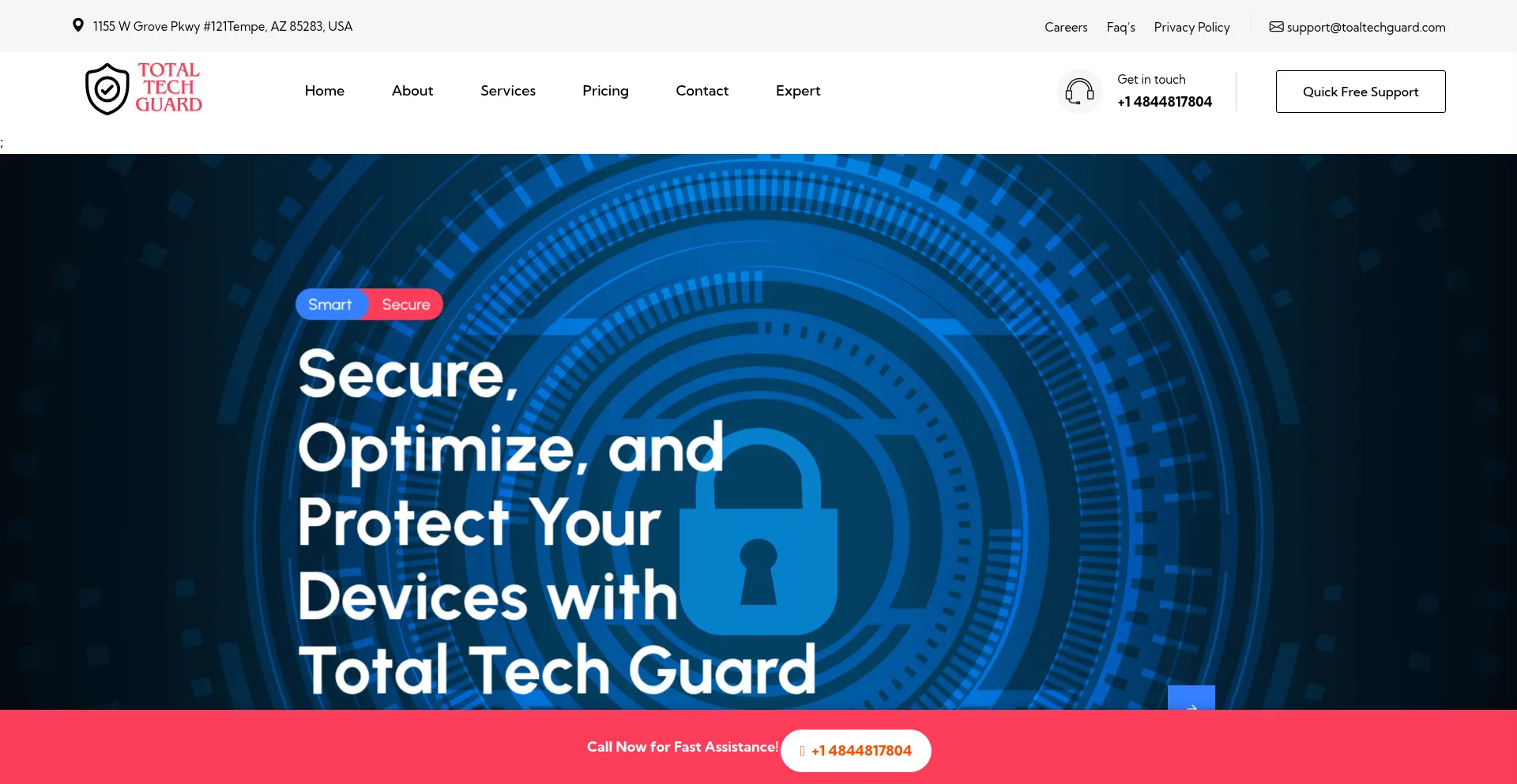 Website screenshot of Totaltechguard.com