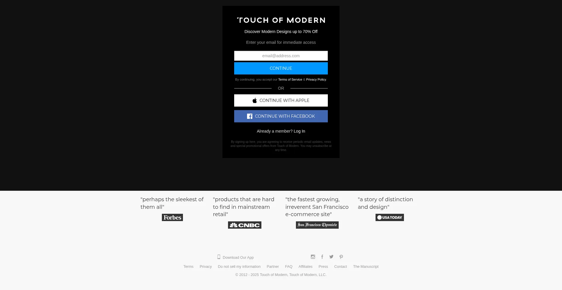 Touchofmodern.com Screenshot