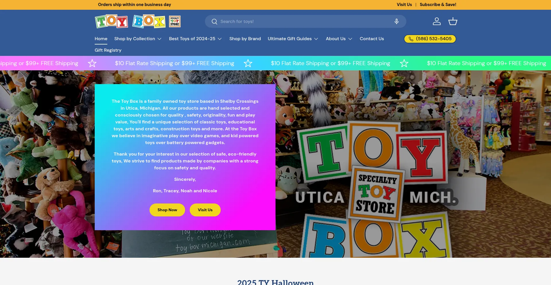 Website screenshot of Toyboxmichigan.com