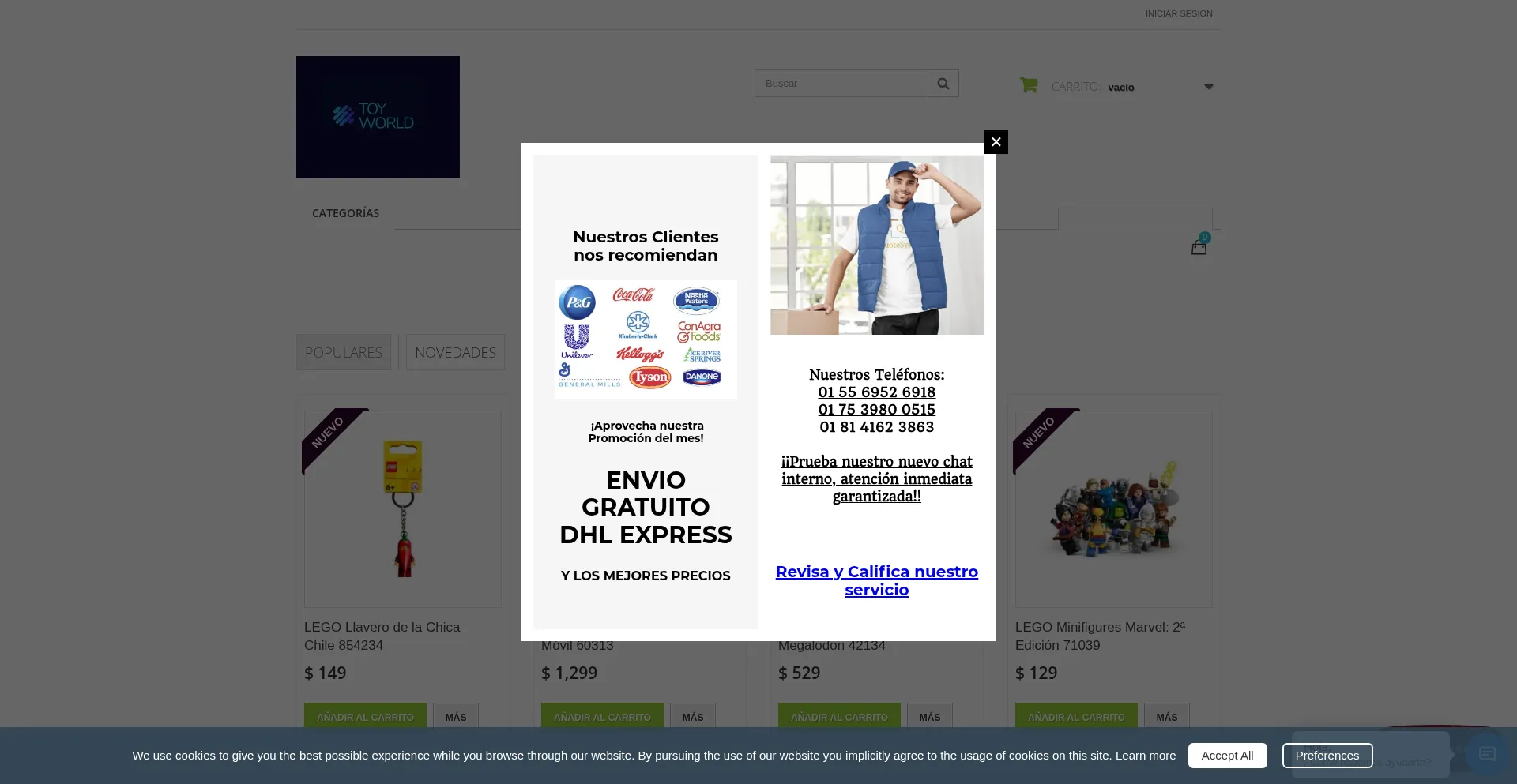 Website screenshot of Toyworld.com.mx