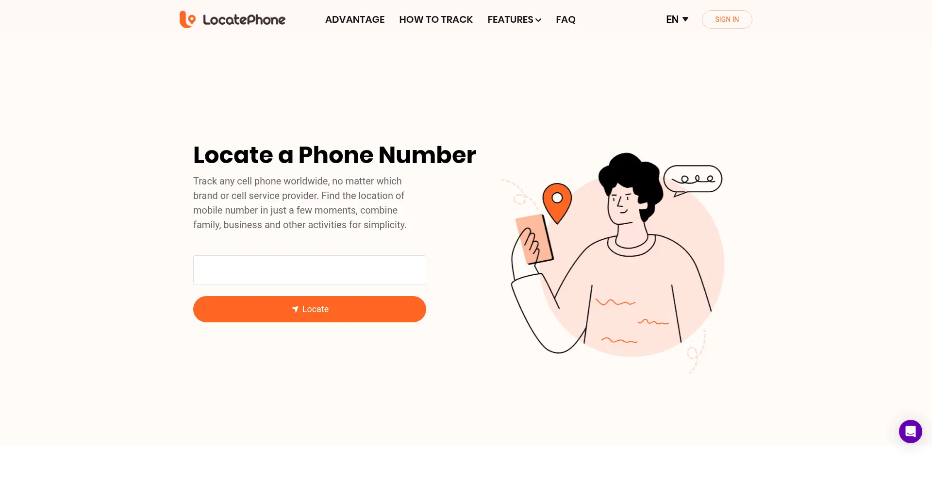 Website screenshot of Trackercellphone.com