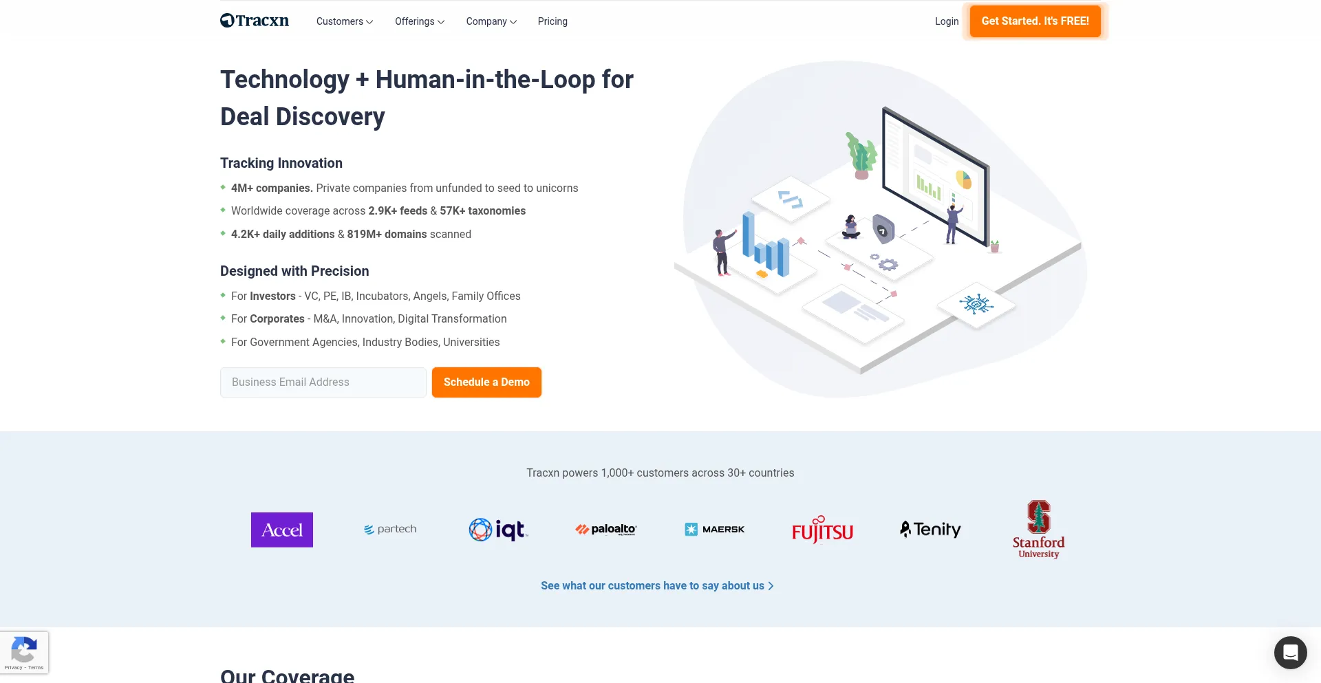 Website screenshot of Tracxn.com