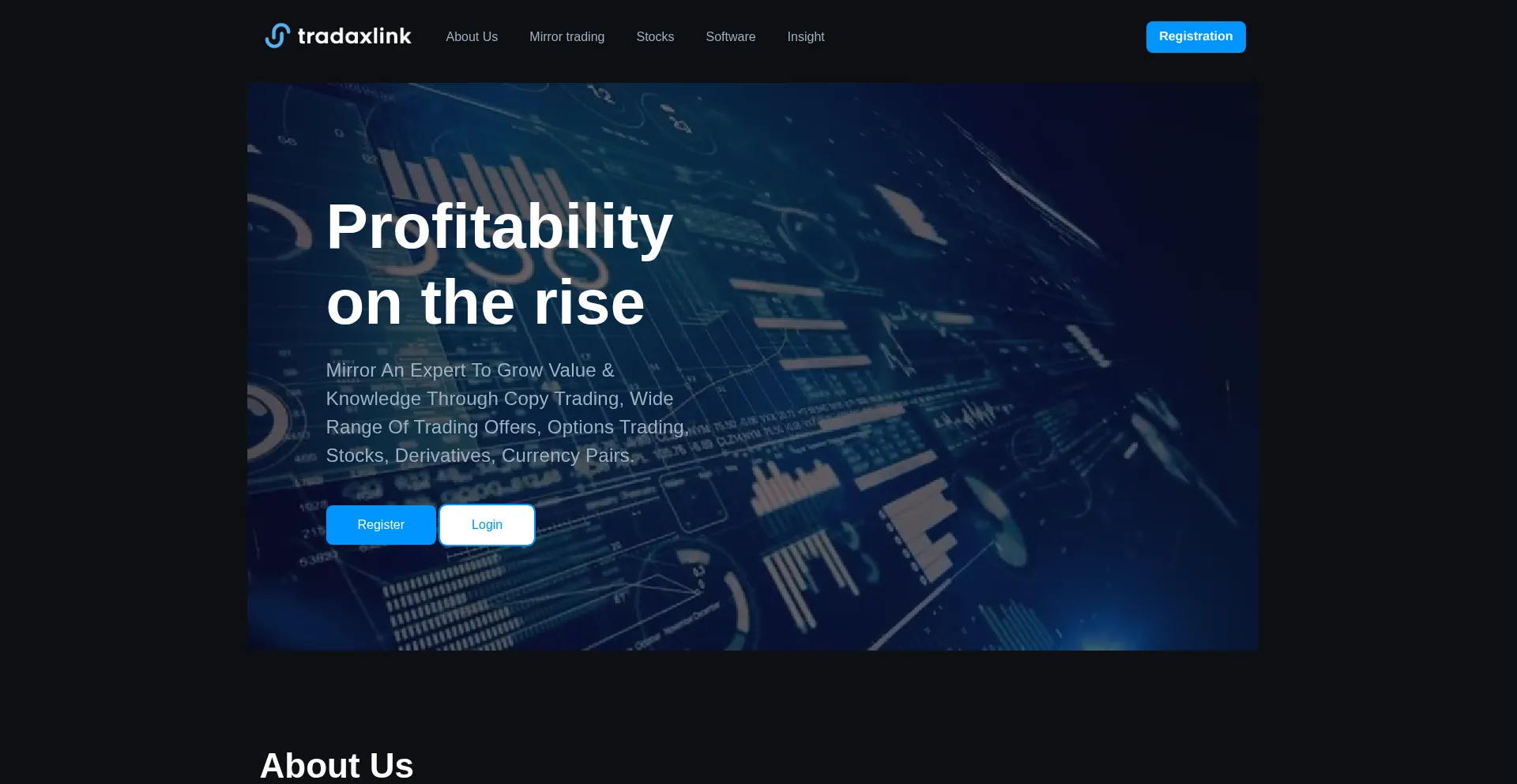Website screenshot of Tradaxlink.com