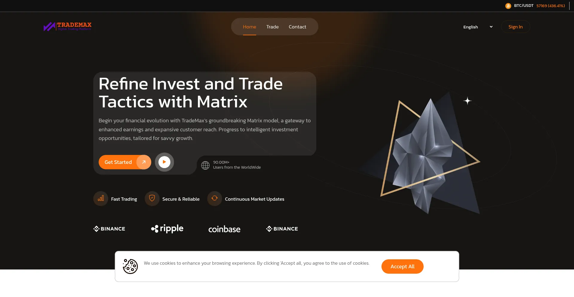 Website screenshot of Trademax2.com