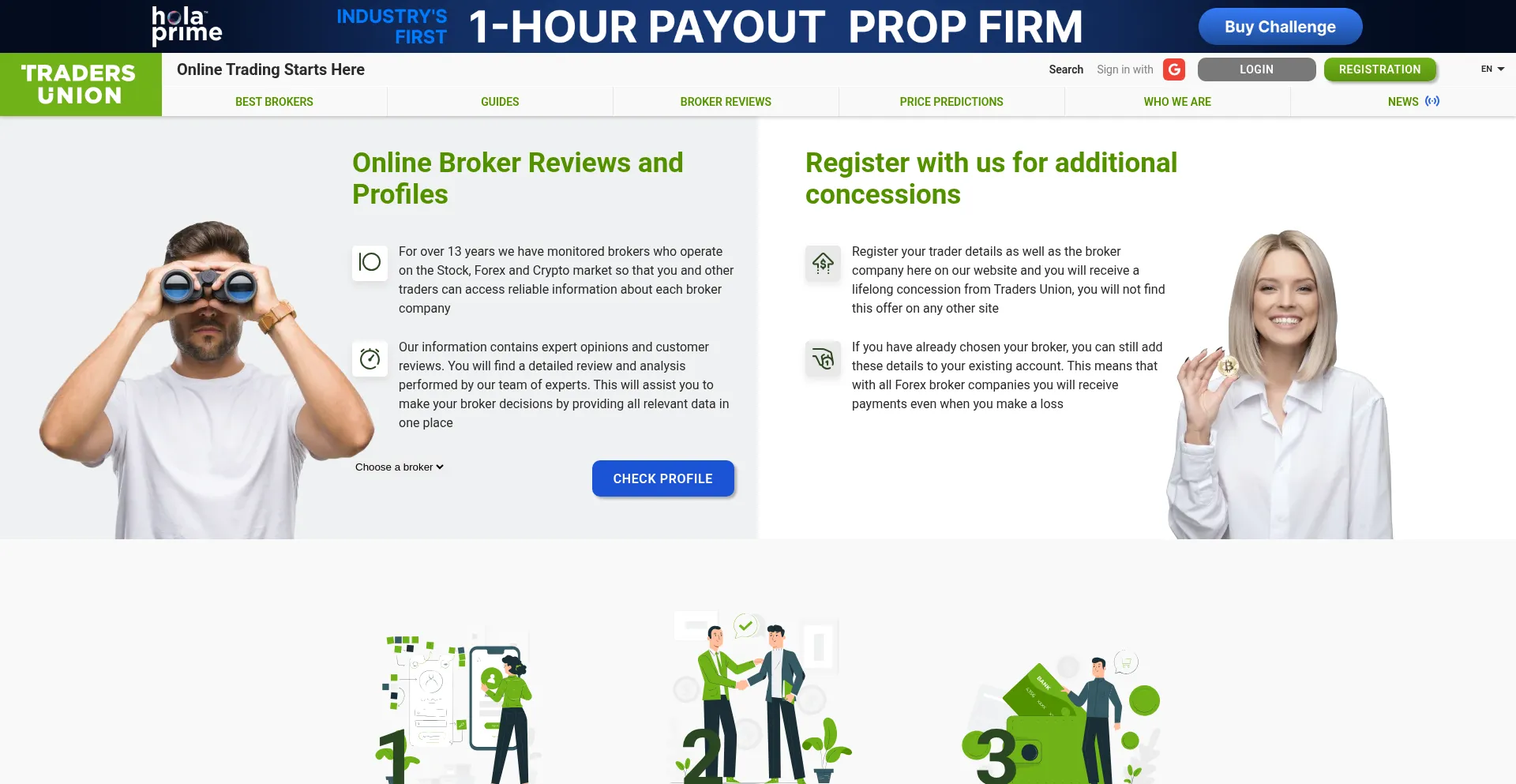 Website screenshot of Tradersunion.com
