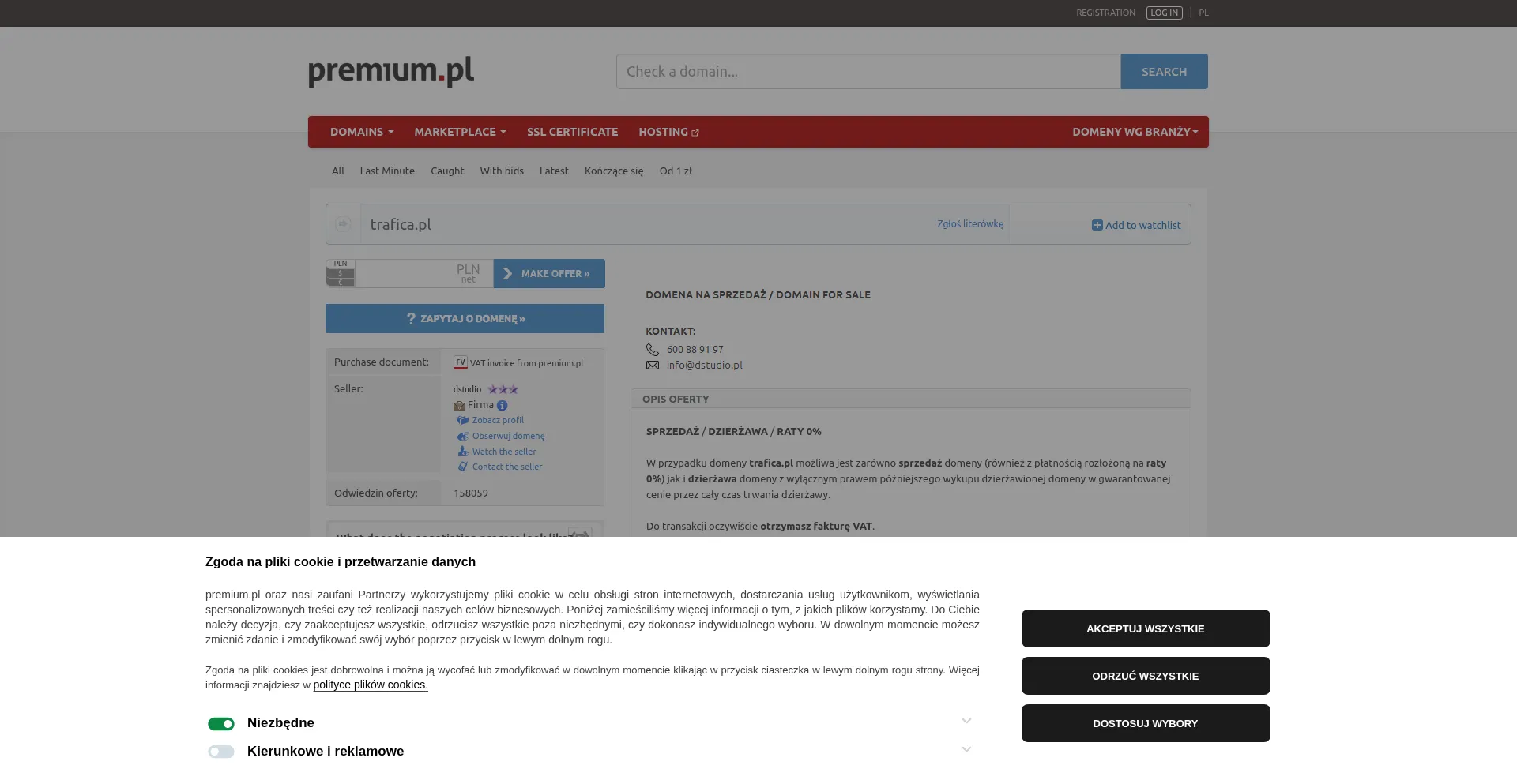Website screenshot of Trafica.pl