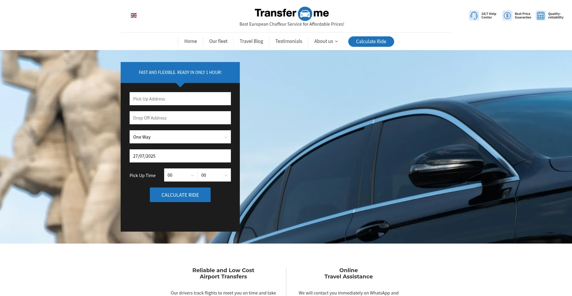Website screenshot of Transferme24.com
