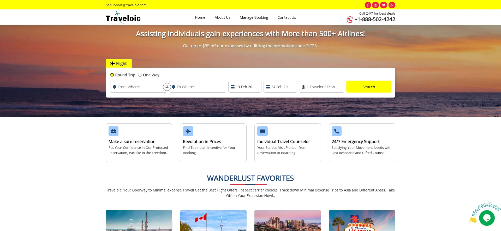 Website screenshot of Traveloic.com
