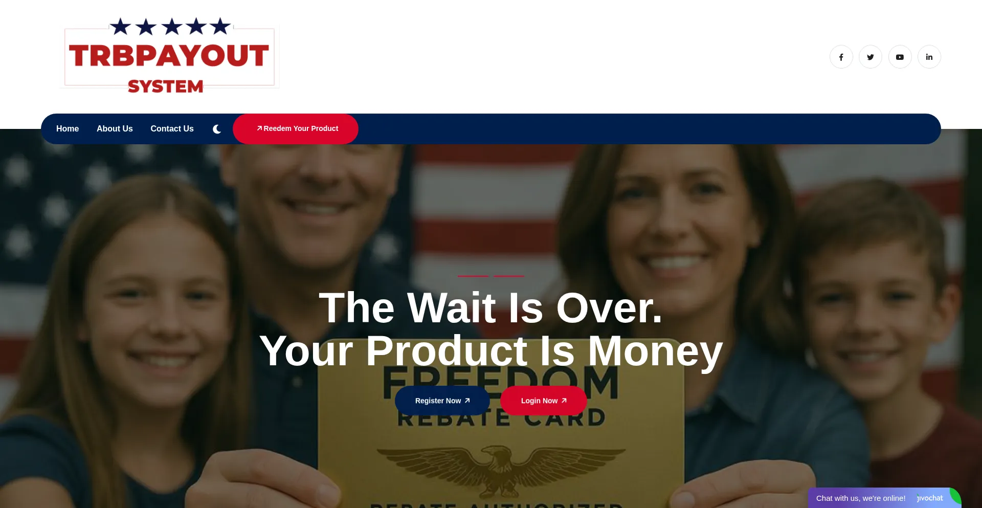 Website screenshot of Trbpayoutsystem.com