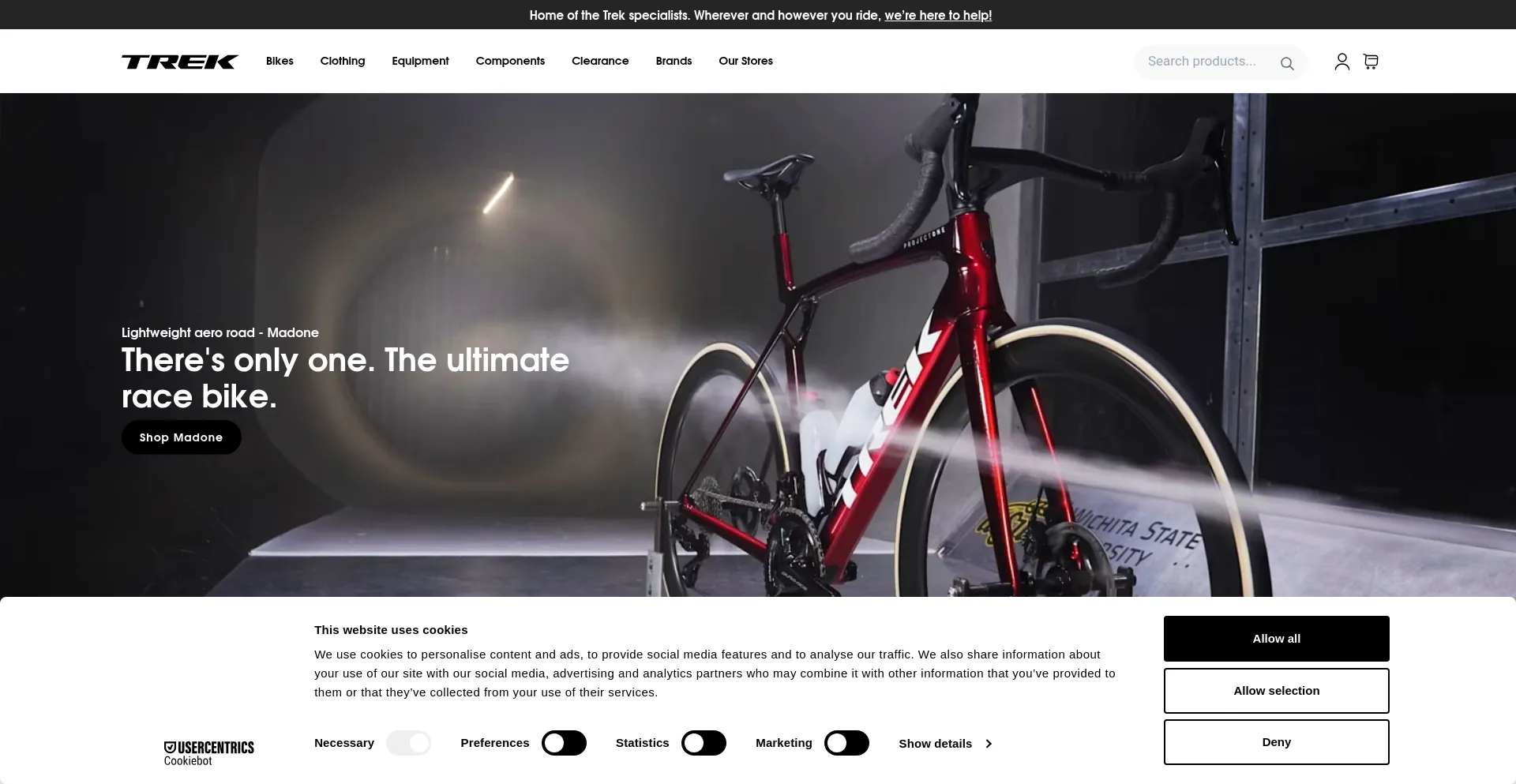 Website screenshot of Trekstore.co.uk