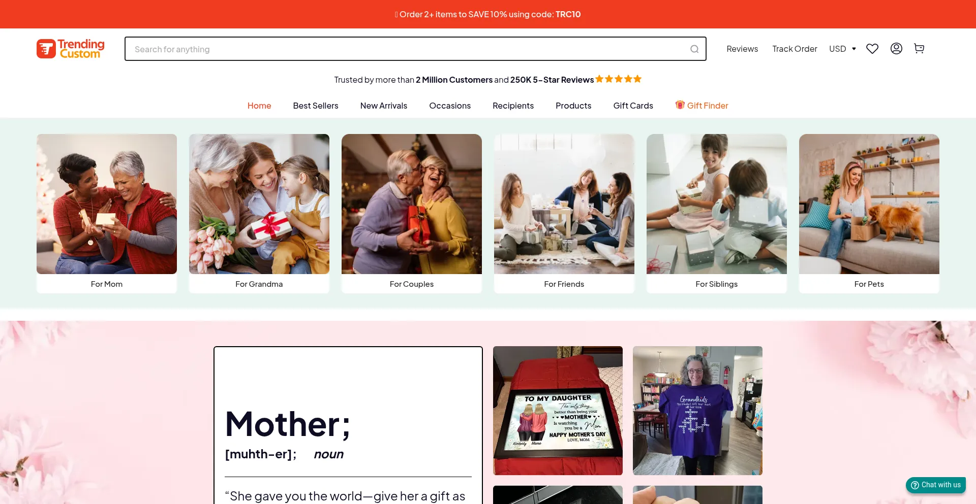 Website screenshot of Trendingcustom.com