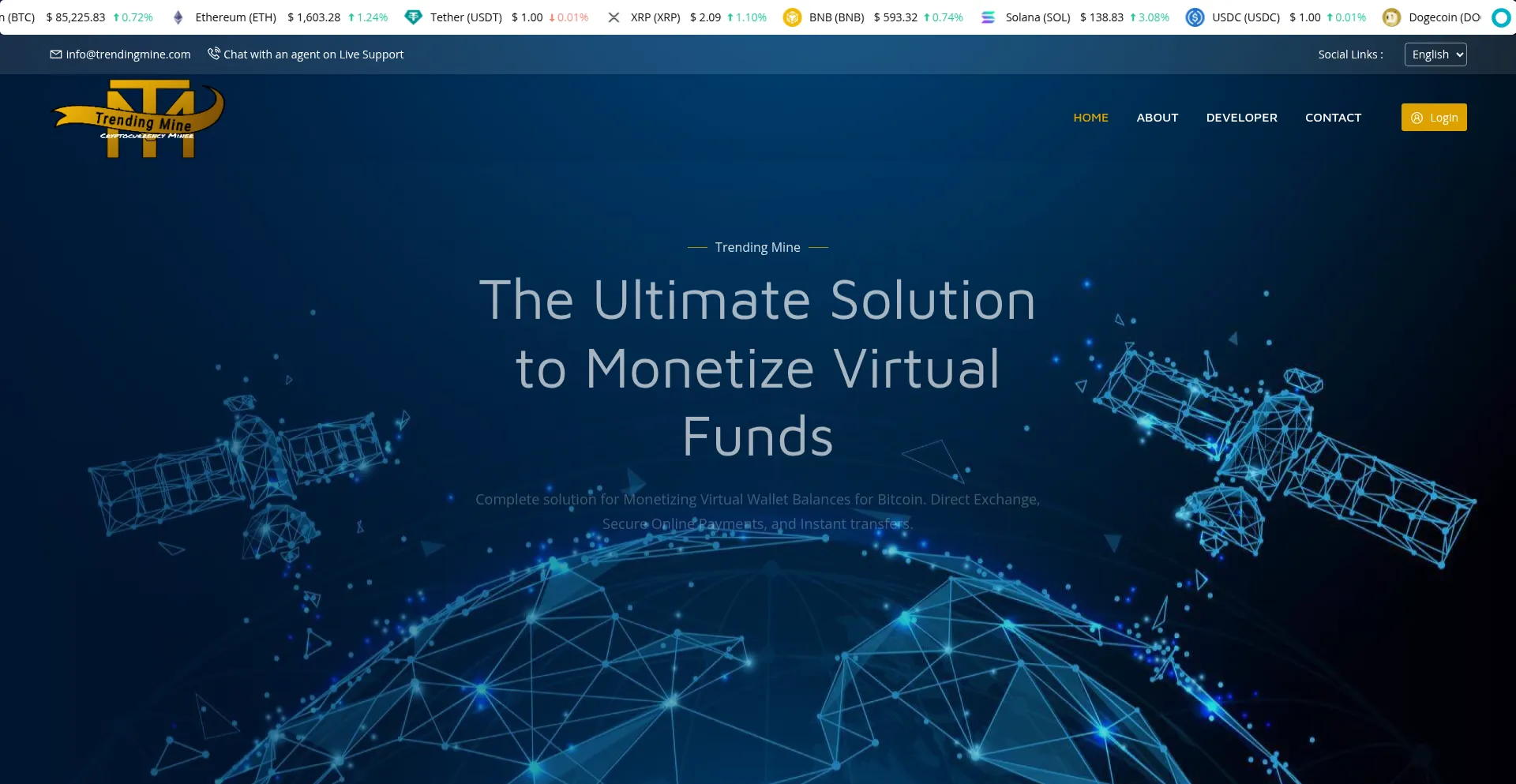 Website screenshot of Trendingmine.com