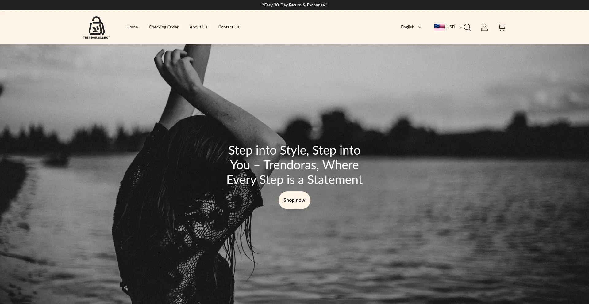 Website screenshot of Trendoras.shop