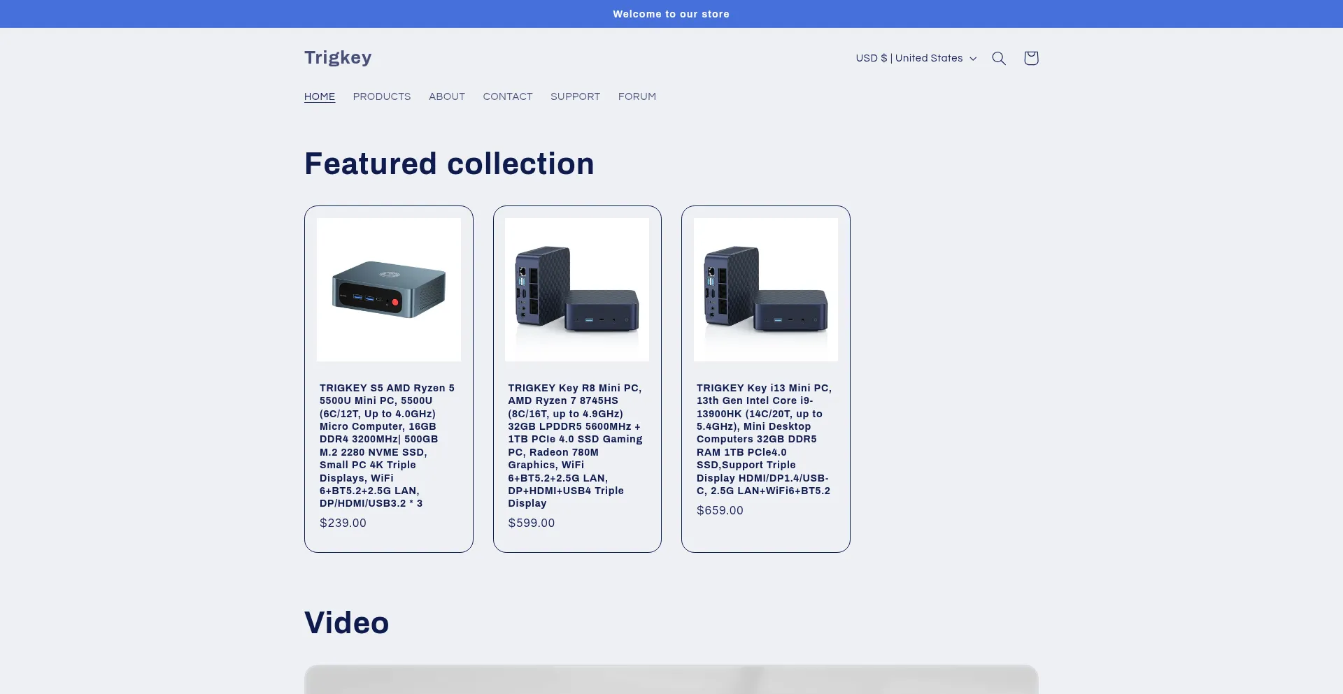 Website screenshot of Trigkey.com
