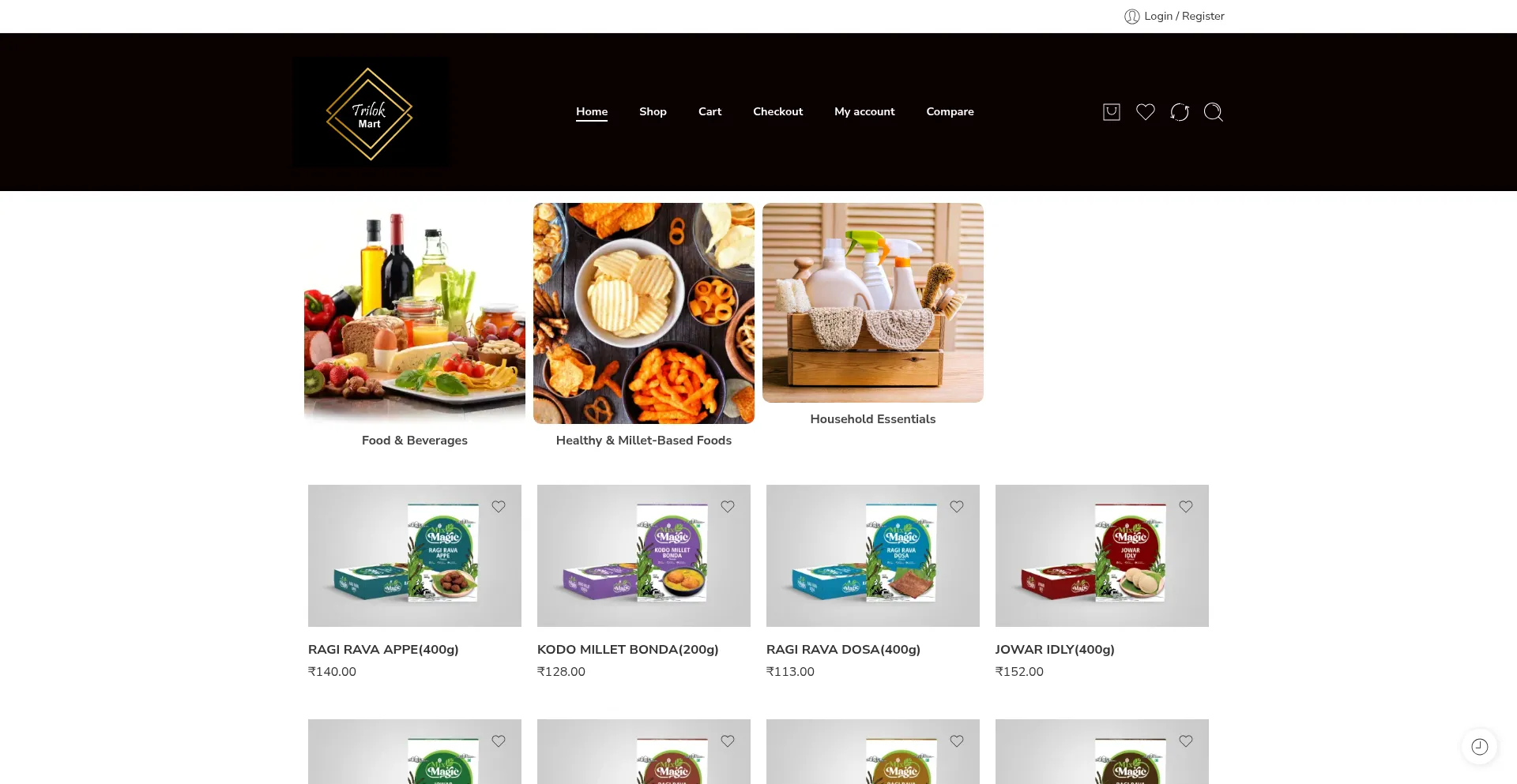 Website screenshot of Trilokmart.com