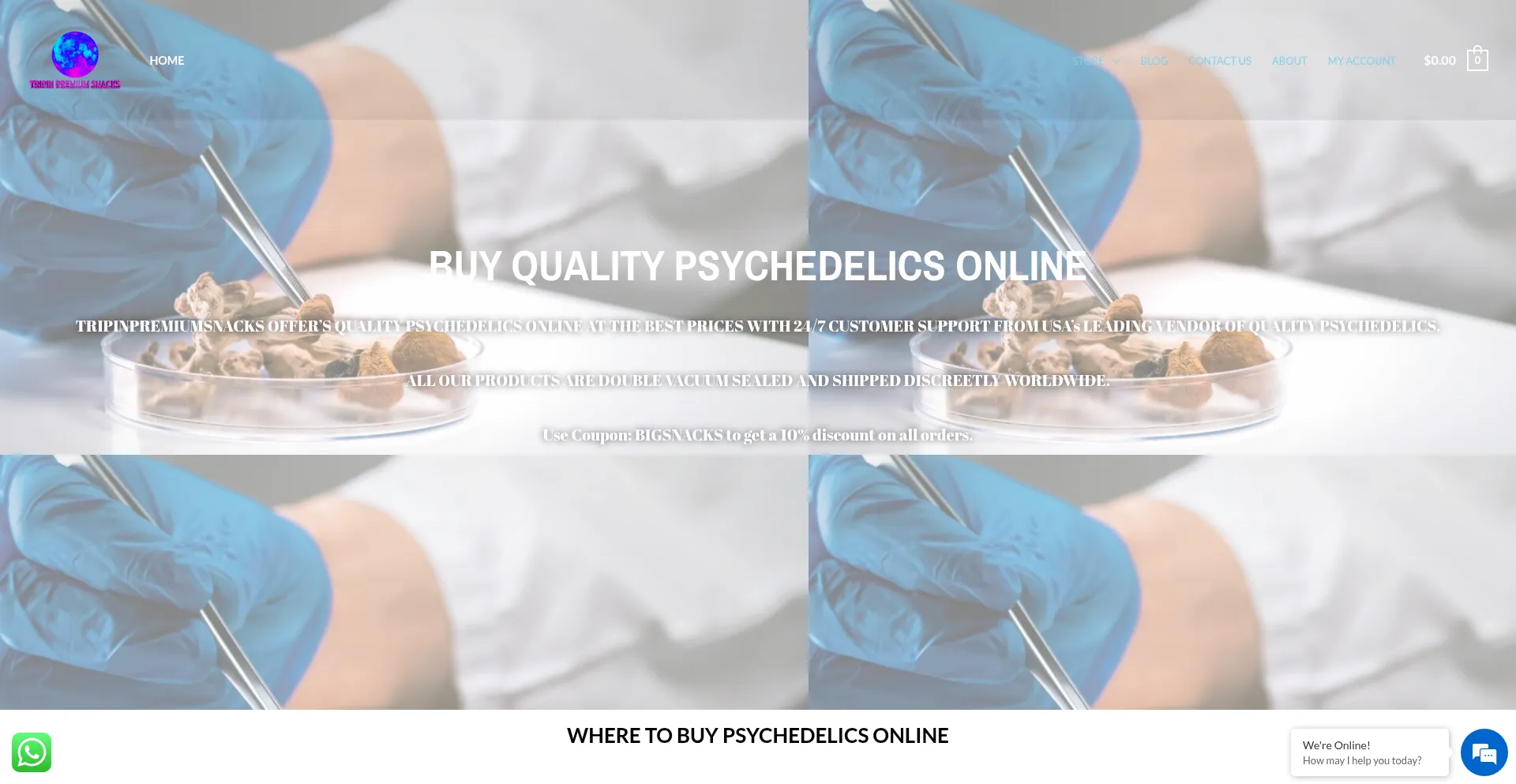 Website screenshot of Tripinpremiumsnacks.com
