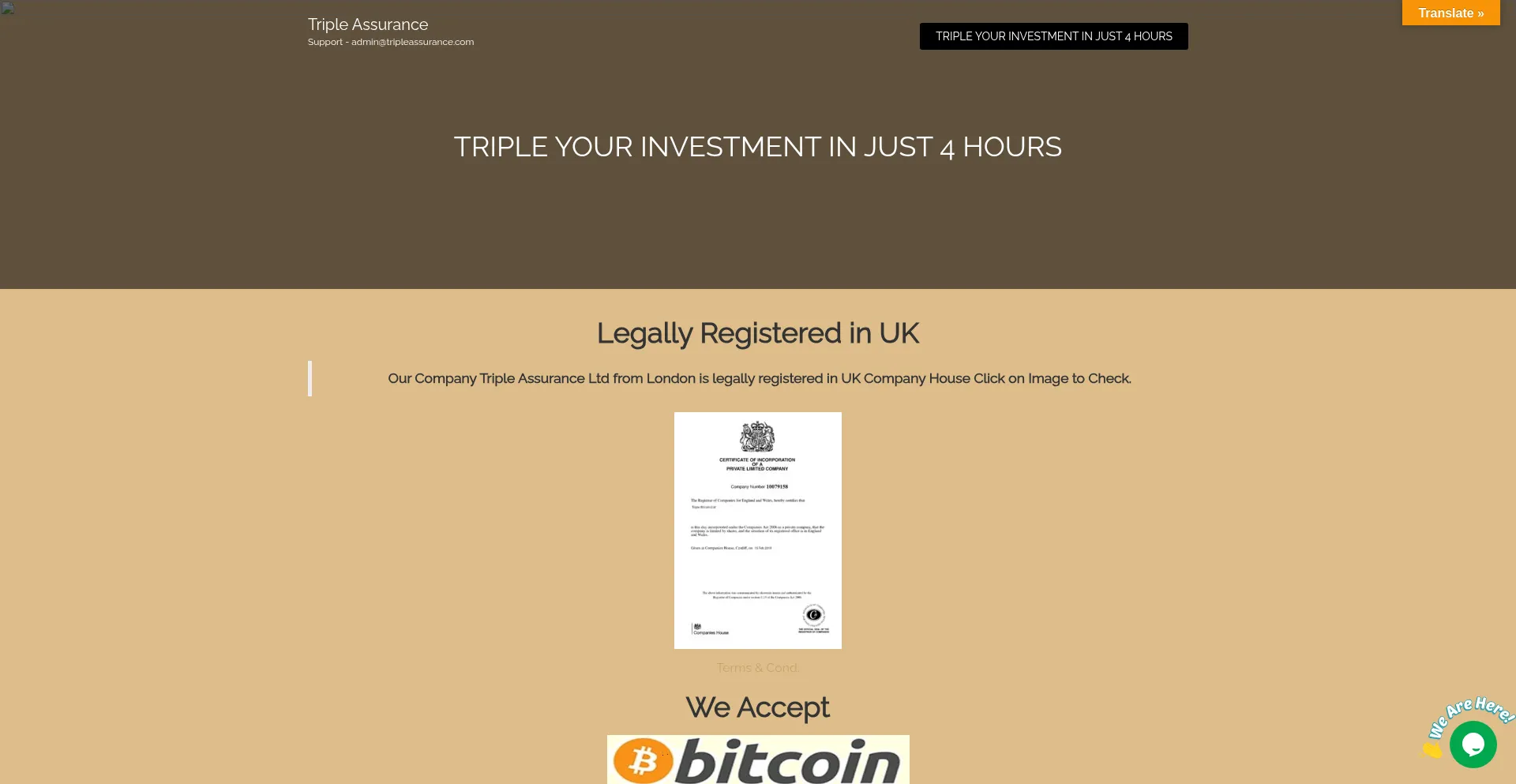 Website screenshot of Tripleassurance.com