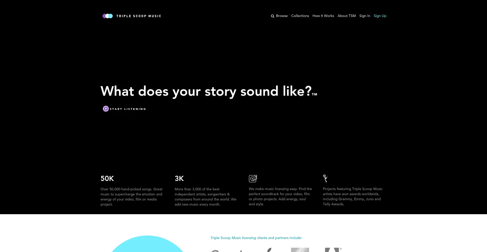 Website screenshot of Triplescoopmusic.com