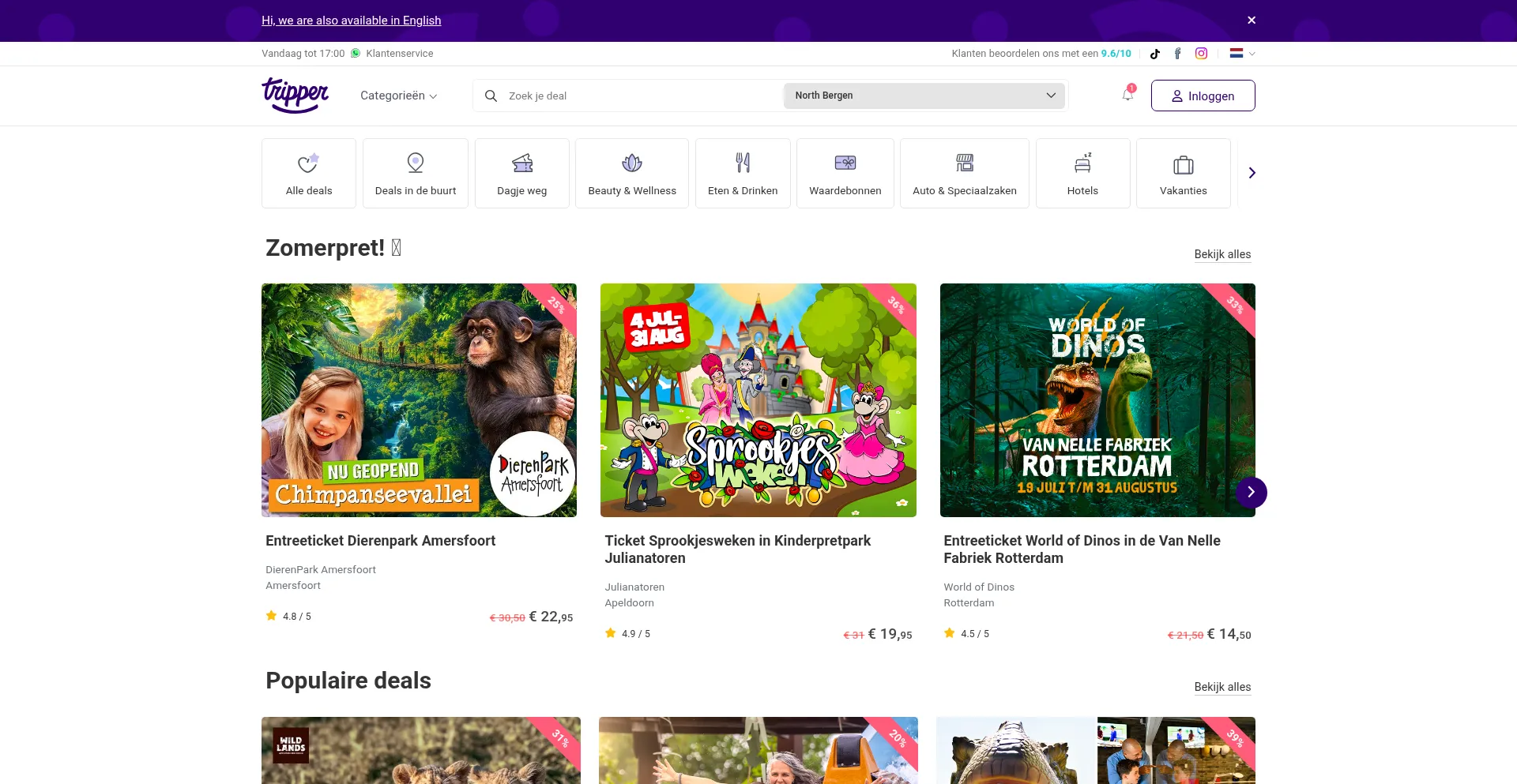 Website screenshot of Tripper.nl
