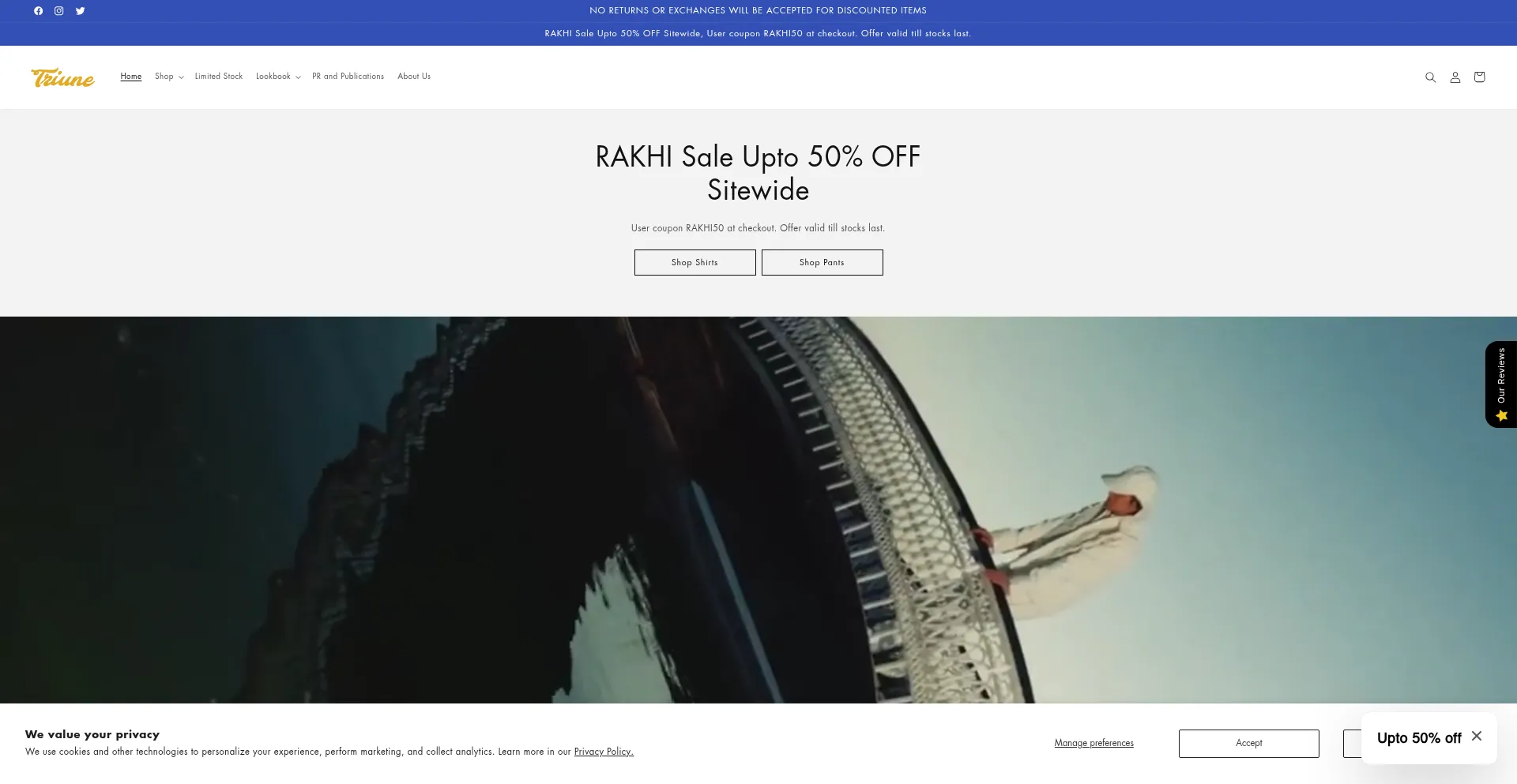 Website screenshot of Triune.store