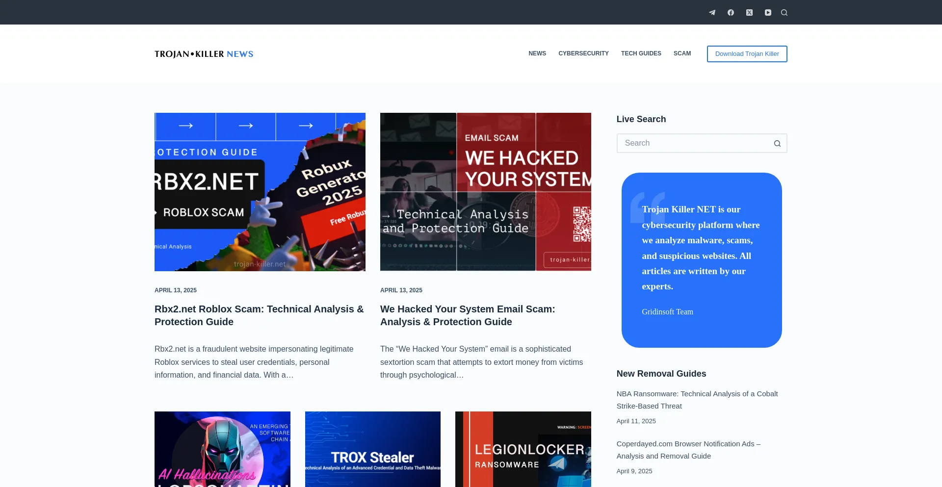 Website screenshot of Trojan-killer.net