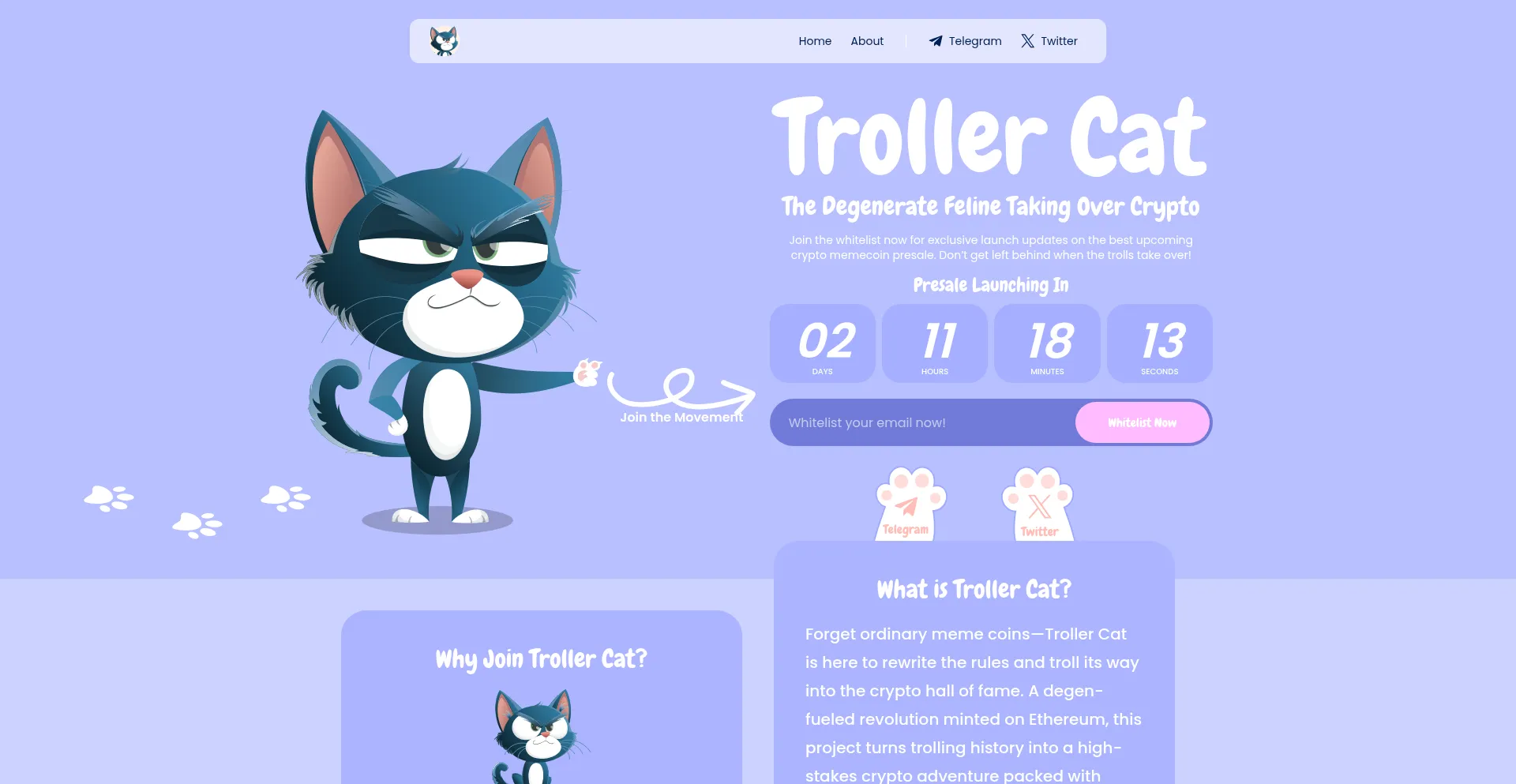 Website screenshot of Trollercat.com