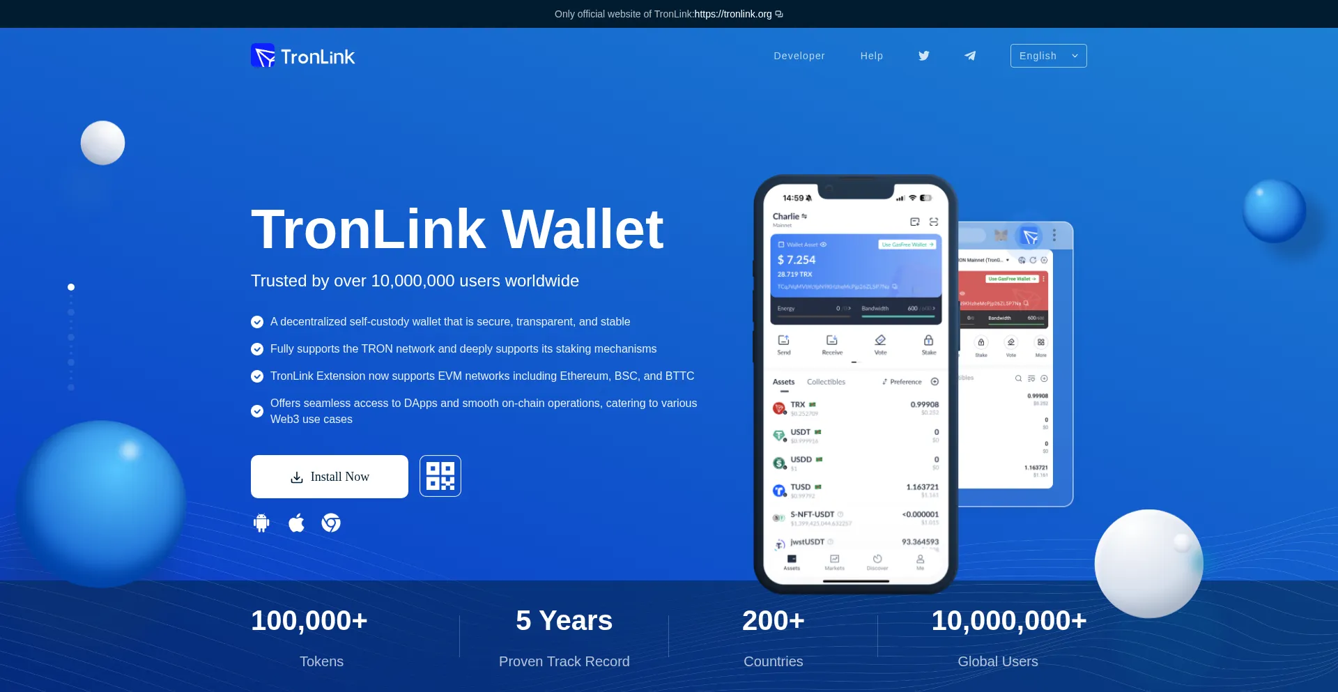 Website screenshot of Tronlink.org