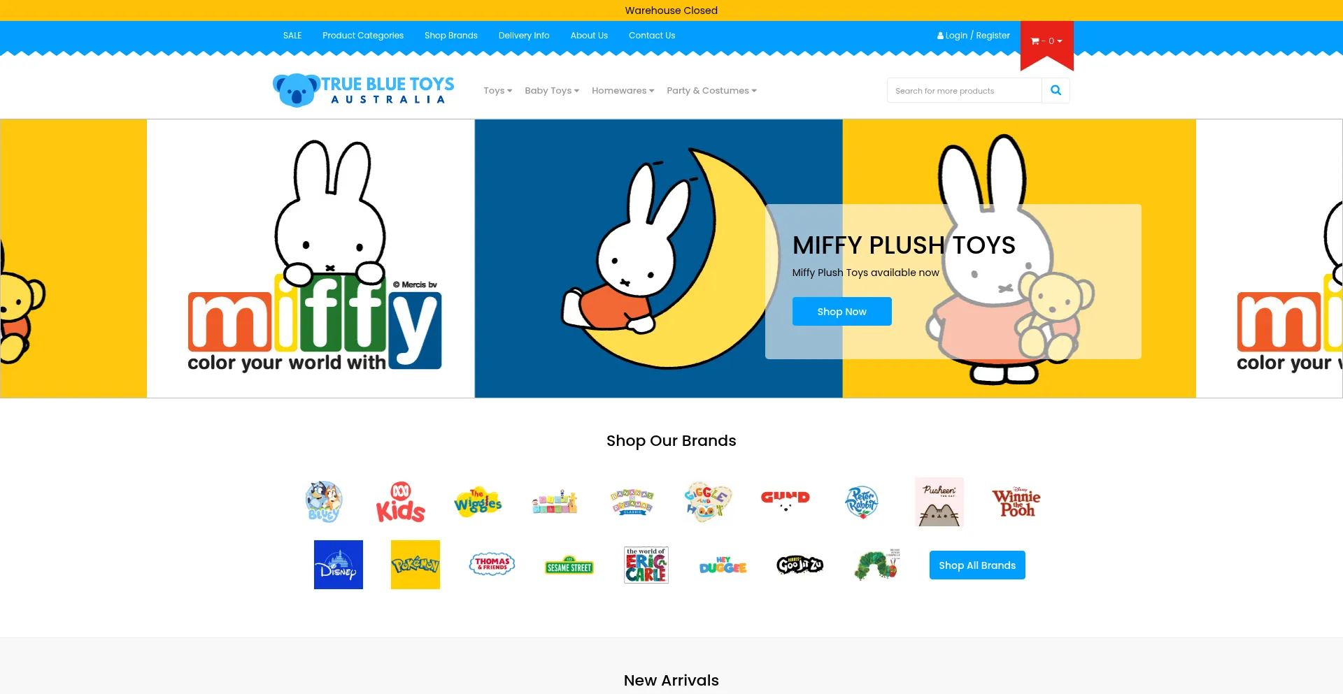 Website screenshot of Truebluetoys.com.au
