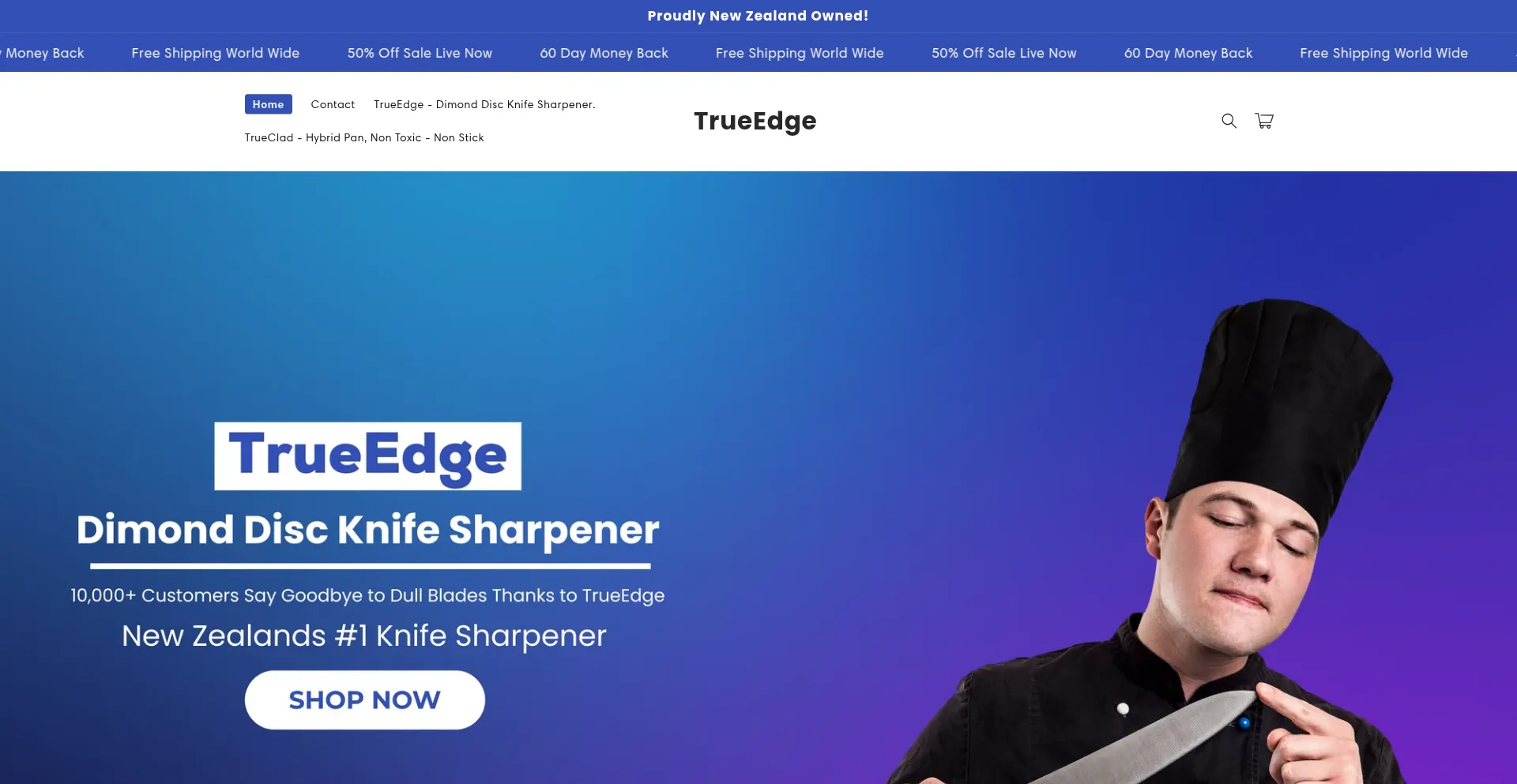 Website screenshot of Trueedgeofficial.com