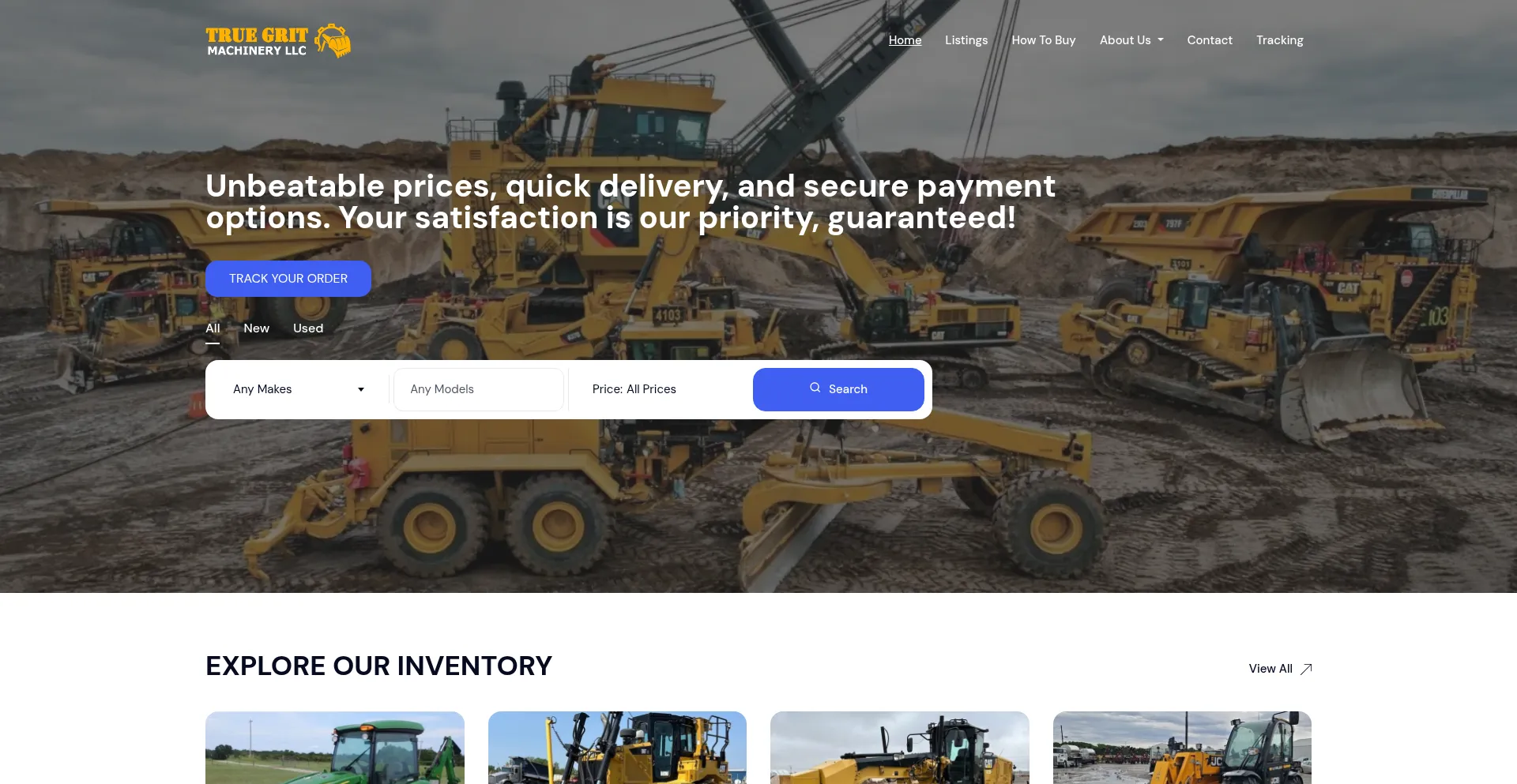 Website screenshot of Truegritmachinery.com